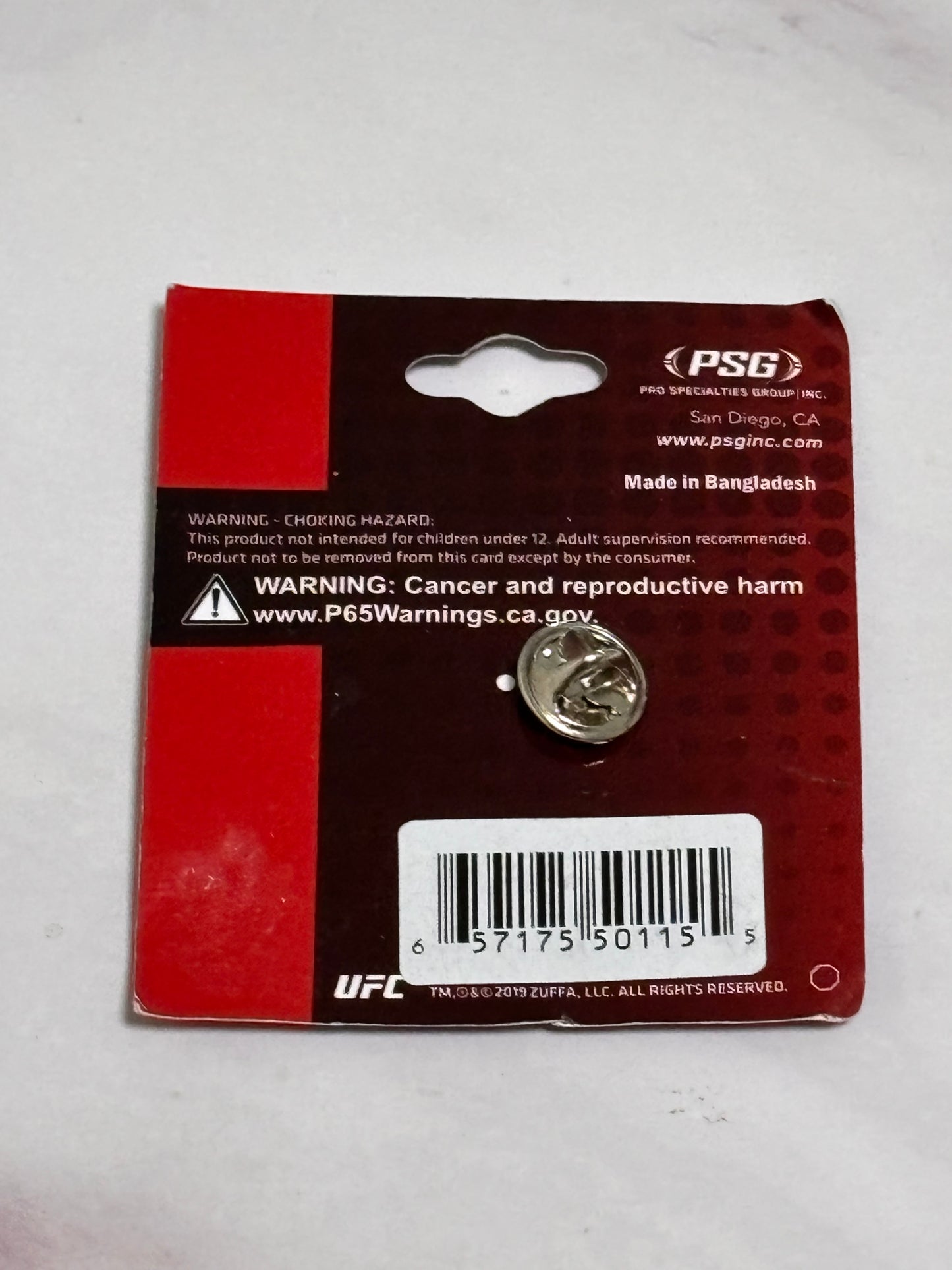 Pro Specialties Group UFC Lapel Pin White Red PSG 2019 New