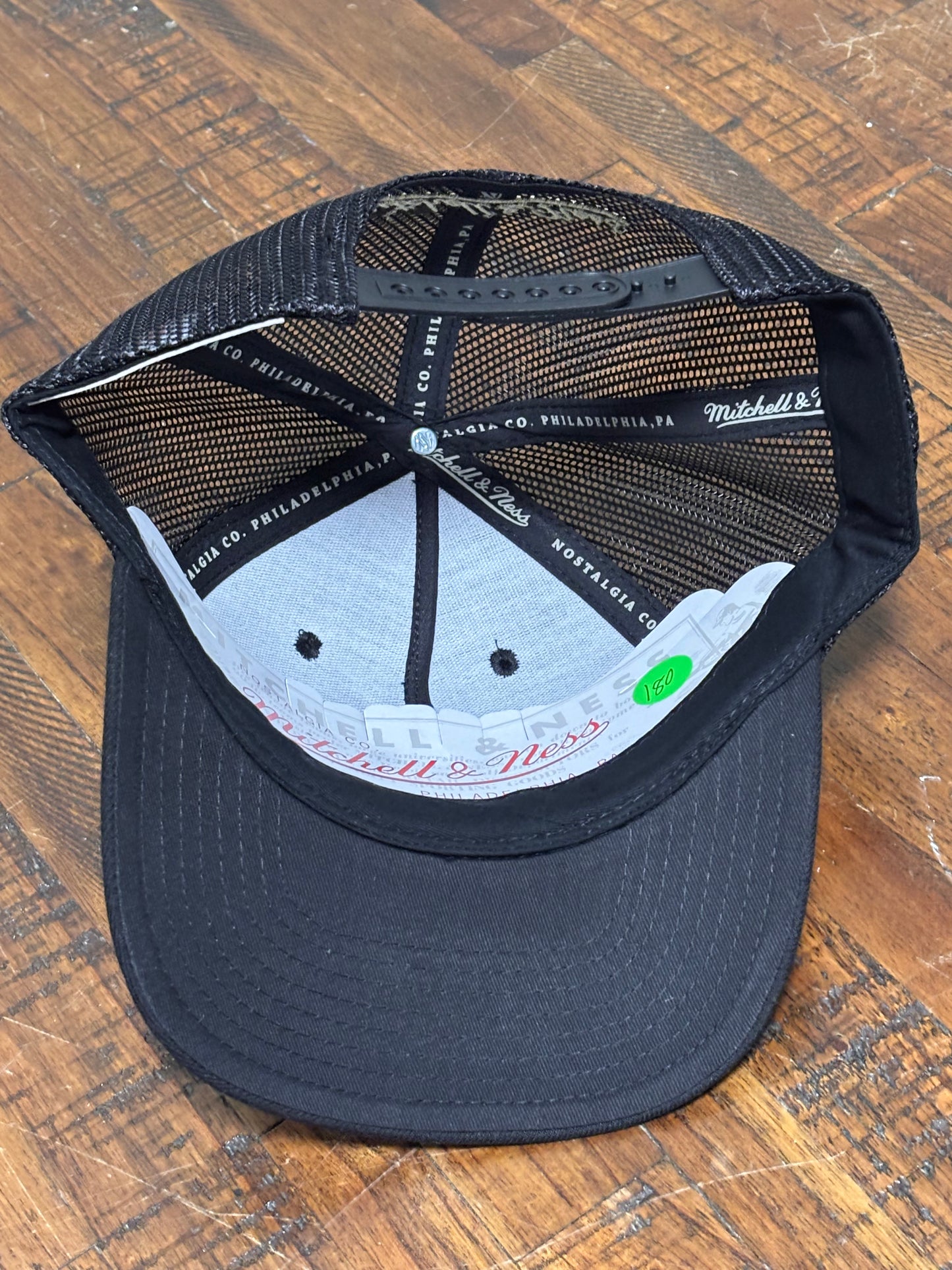 Mitchell & Ness Branded Nostalgia Co. Vintage Snapback Adjustable Mesh Lockup Trucker Hat Fit Cap Black White Cream New