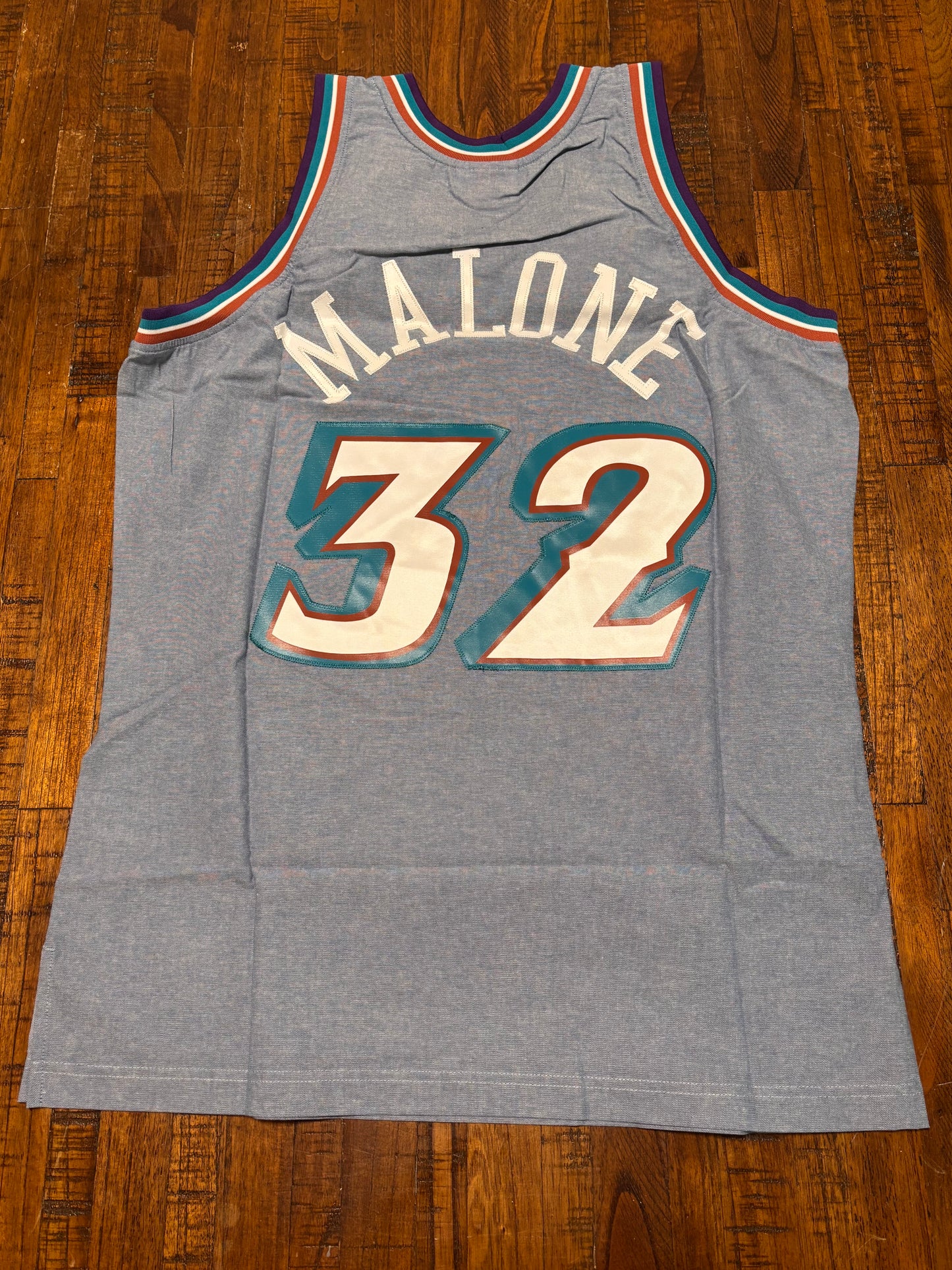 Karl Malone Utah Jazz Mitchell & Ness NBA Retro Hardwood Classic HWC Swingman 1996-97 Denim Proto Jersey Blue Mens Large L New NWOT