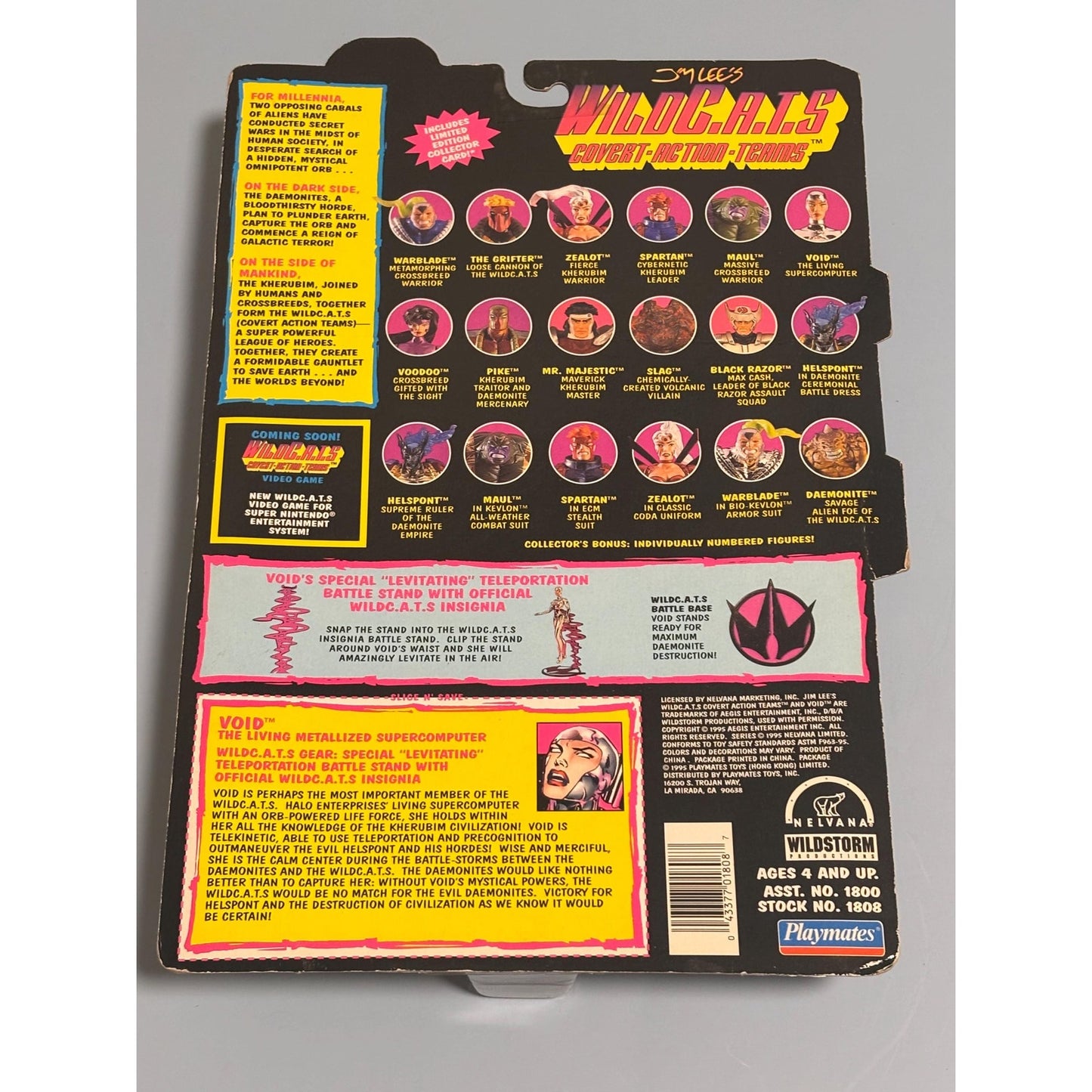 1995 Playmates Jim Lee's Wild C.A.T.S Void Action Figure With Collector Card-NEW