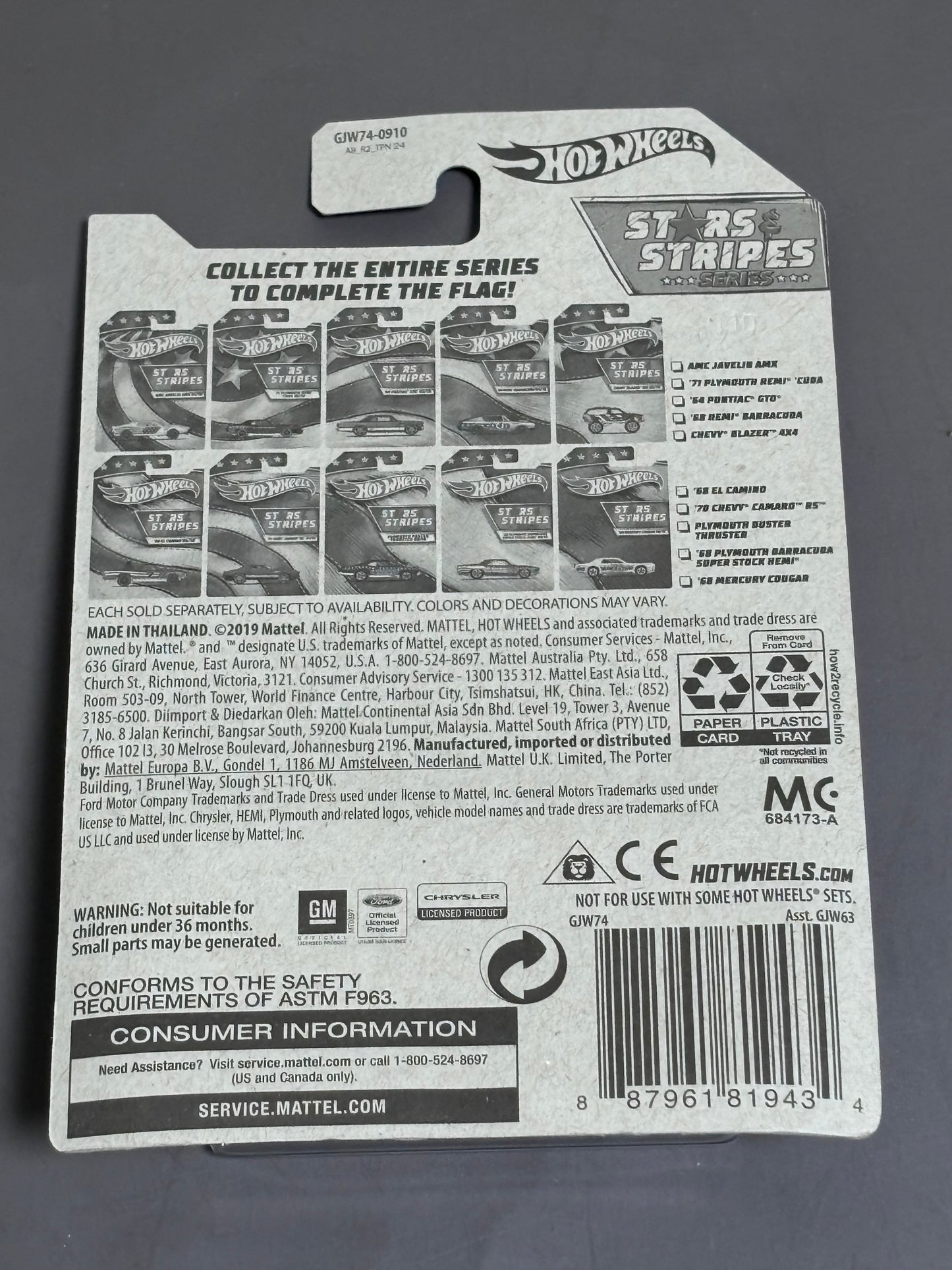 Hot Wheels 2020 Stars & Stripes #10/10 '68 Cougar 1:64 Scale Diecast New