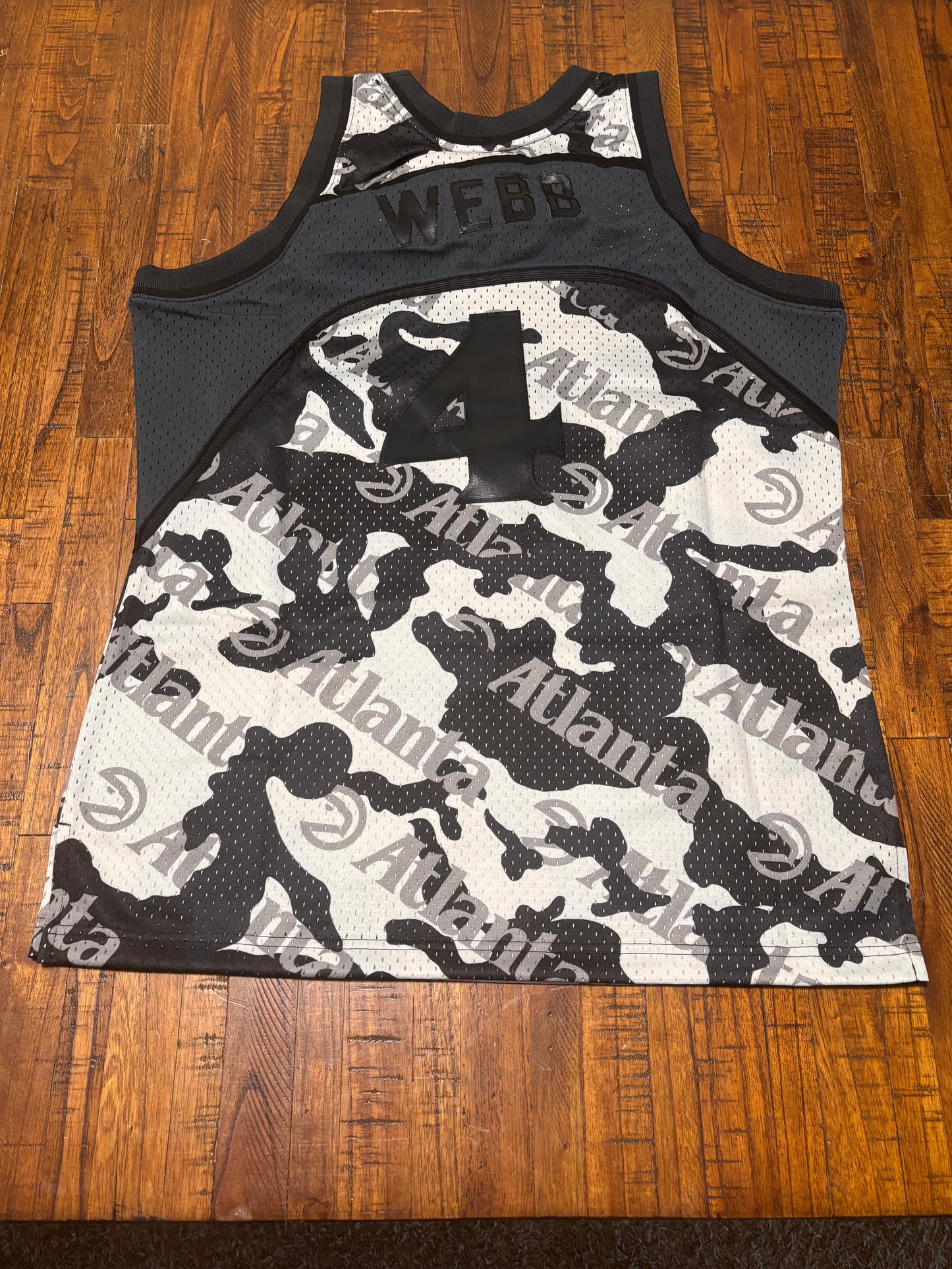 Spud Webb Atlanta Hawks Mitchell & Ness Hardwood Classic HWC NBA Retro Swingman 1986-87 Camo Jersey Ghost Black White Men’s Large L New NWOT