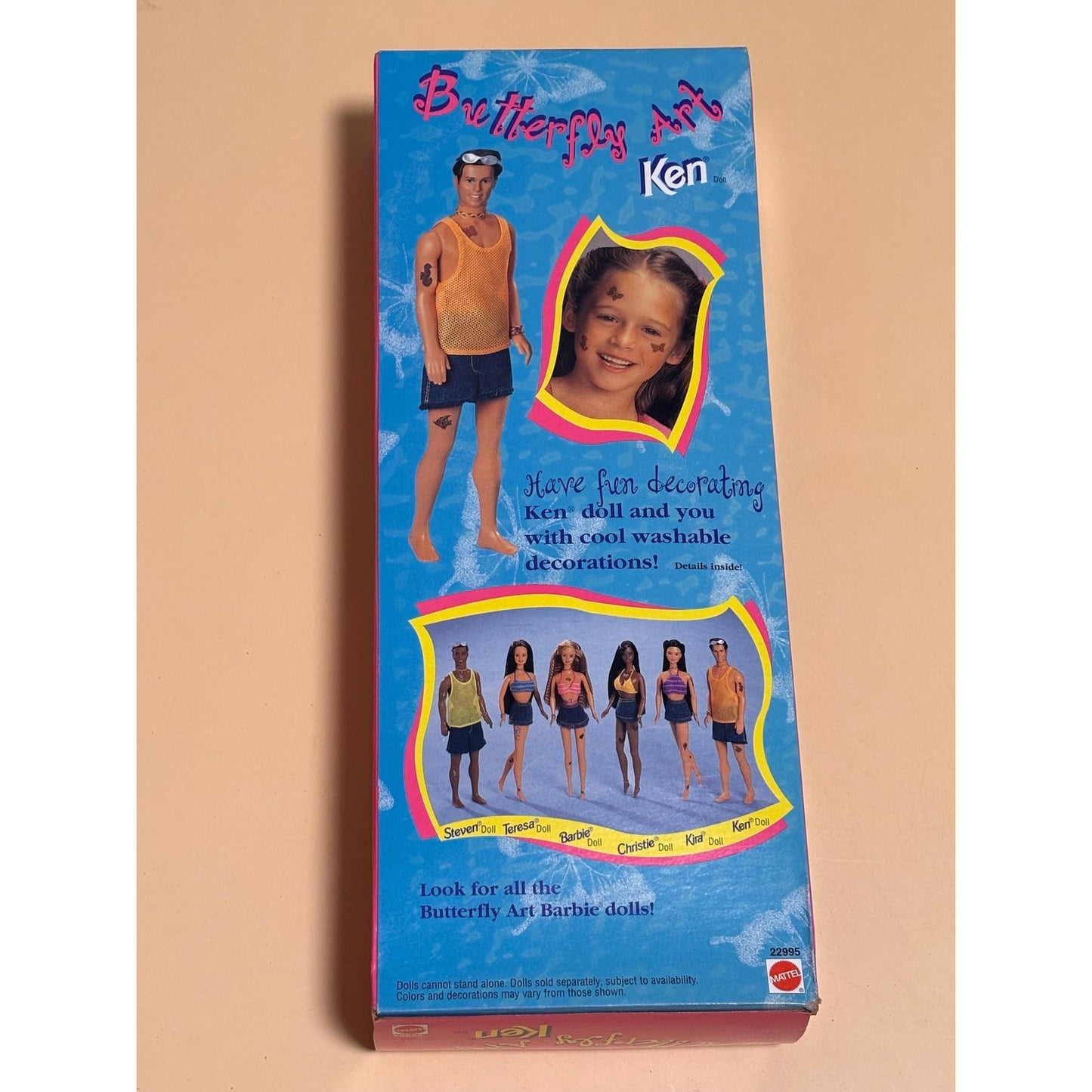 Barbie Ken Doll Mattel Tattoo's Butterfly Art 1998 Vintage 22995