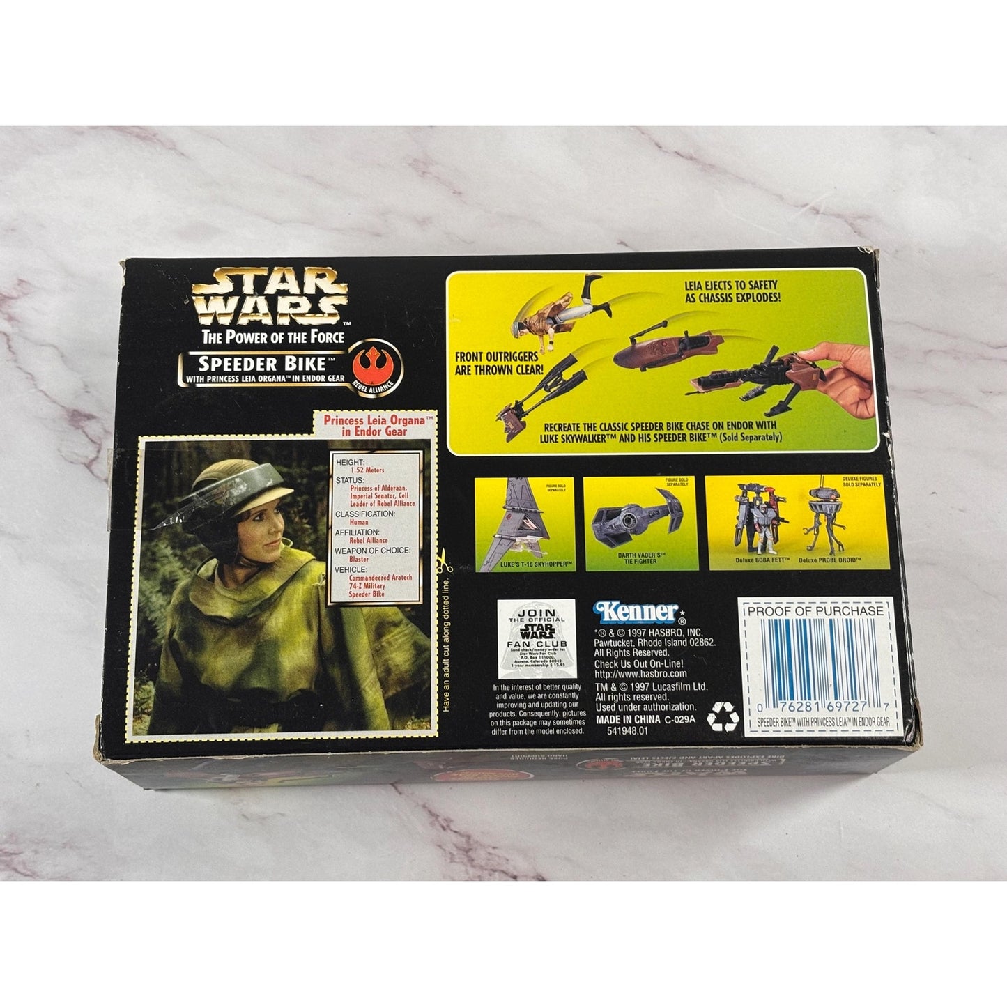 Star Wars Speeder Bike w Princess Leia Organa The Power Of The Force 1997 New
