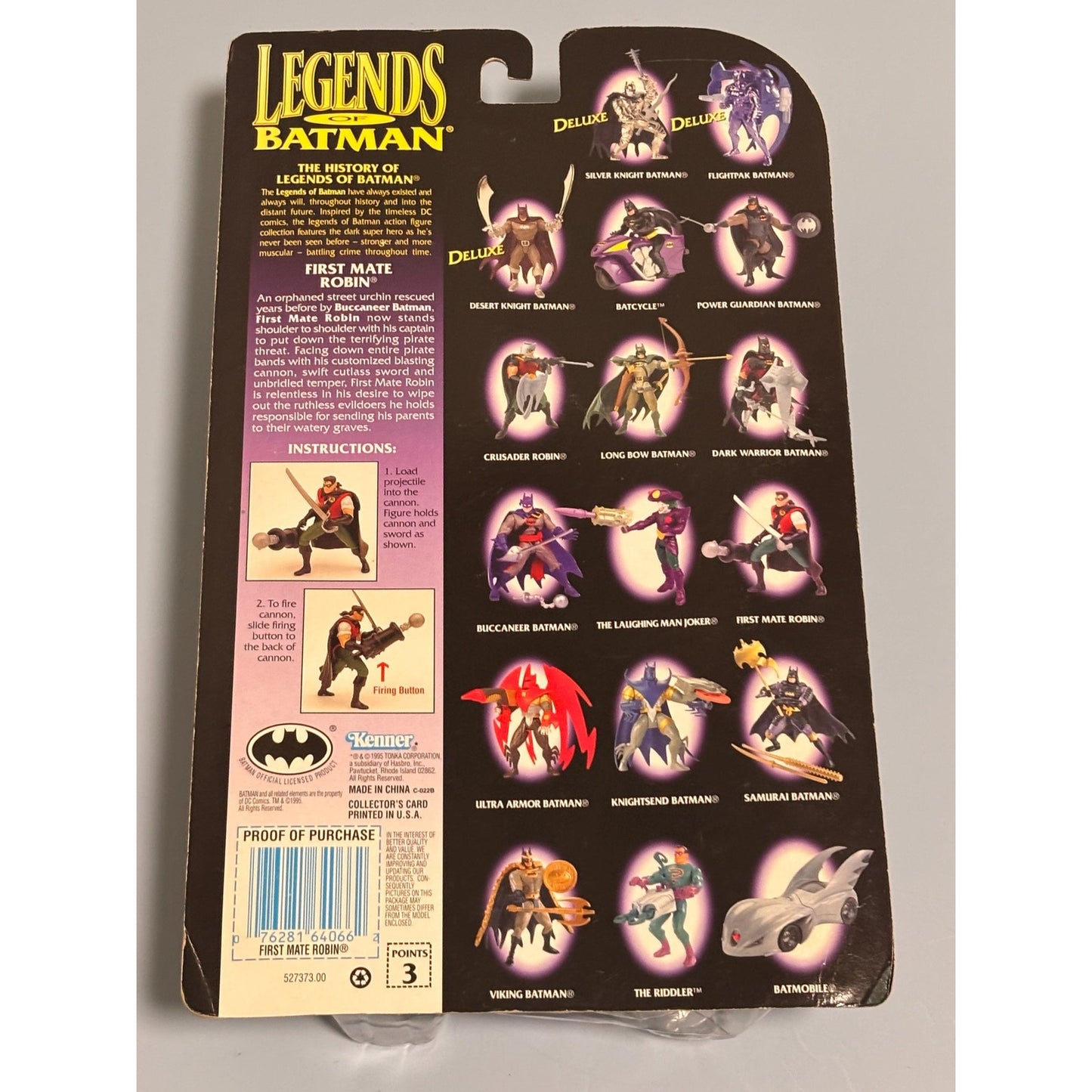 1995 Kenner, Legends of Batman, 'First Mate Robin' w/ Cannon & Sword Figure, New
