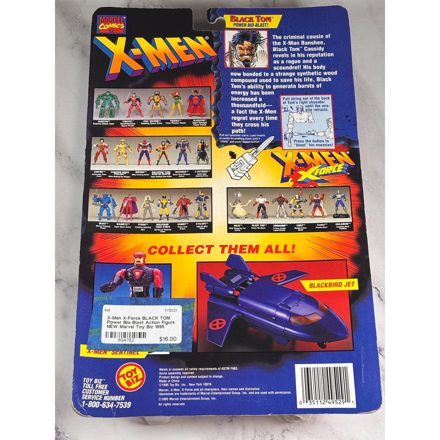 Vtg 1995 Marvel X-Men X-Force Black Tom 5” Action Figure Power Bio-Blast New