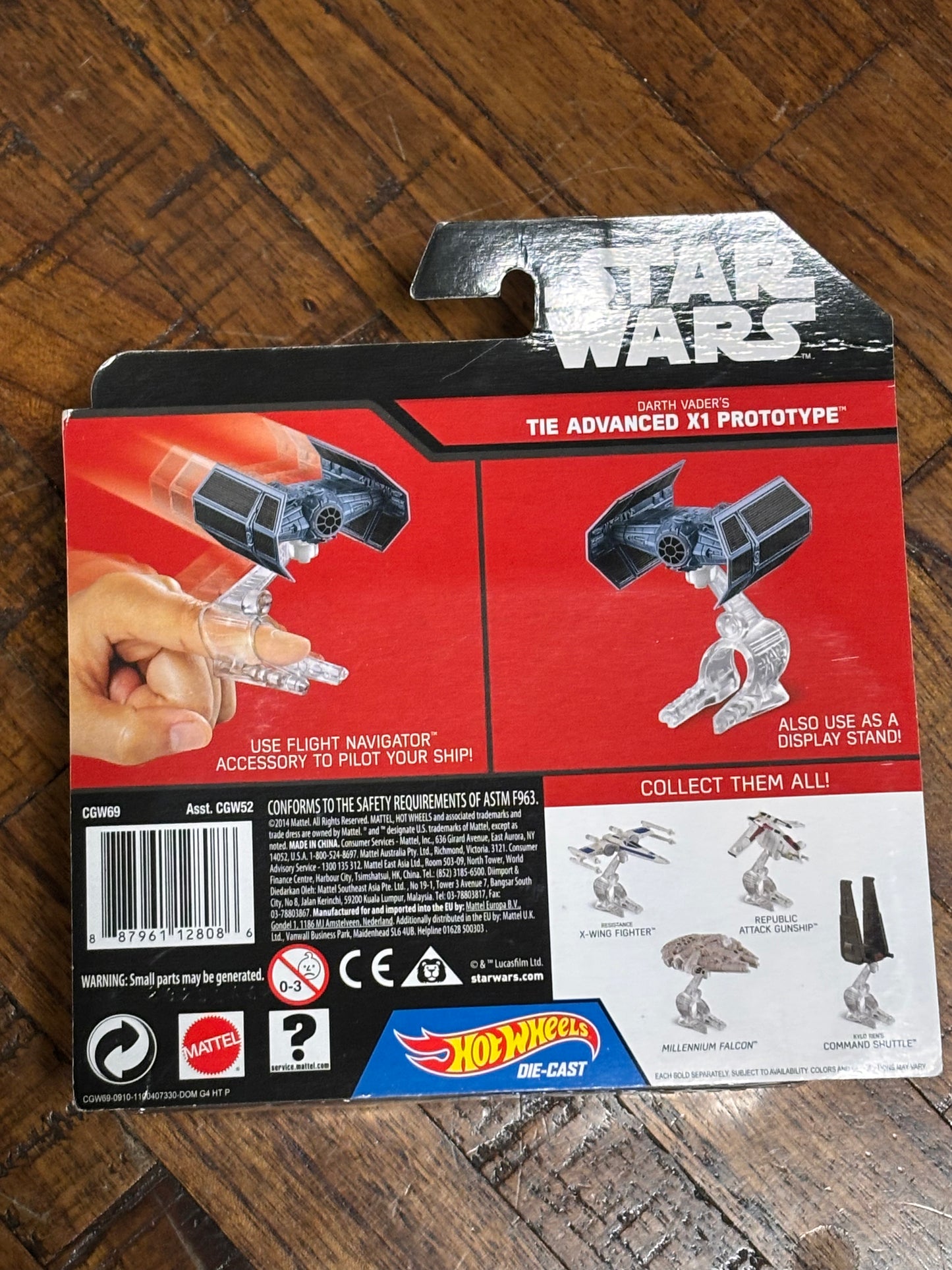 Disney Hot Wheels Mattel Star Wars with Flight Navigator 2014 Darth Vader Tie Advanced X1 Prototype Die Cast New