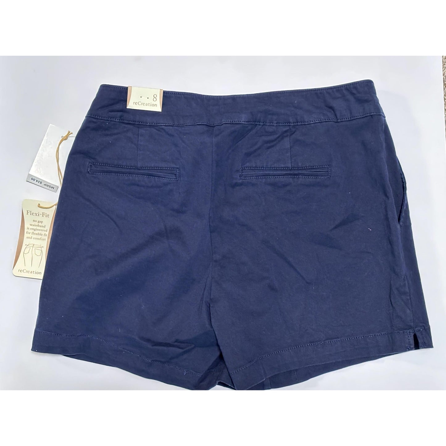 Re Creation Woman’s Navy Blue Flex Stretch Shorts Size 8 NWT