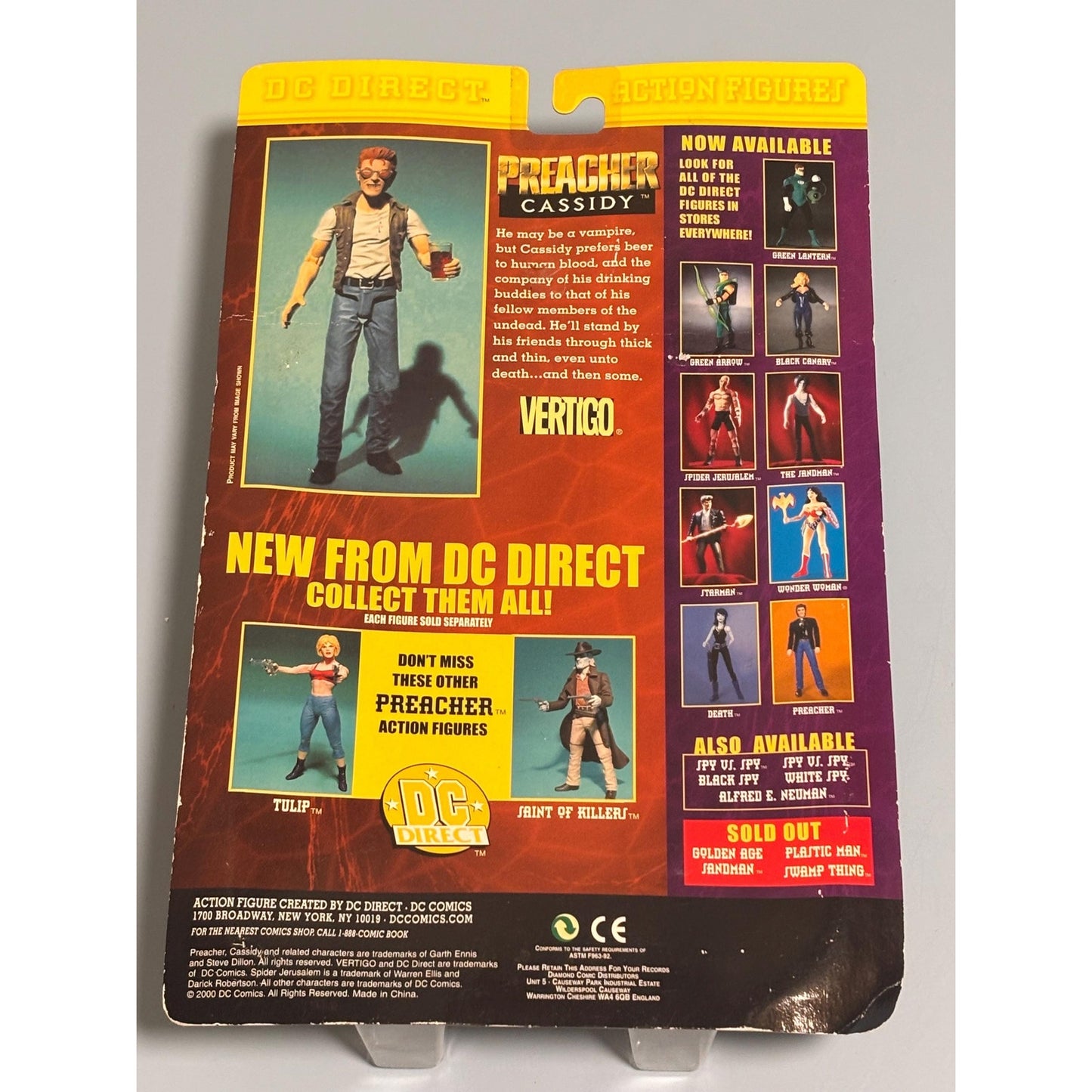 2000 DC Direct Vertigo Preacher Cassidy Fully Poseable Action Figure 6" Sealed