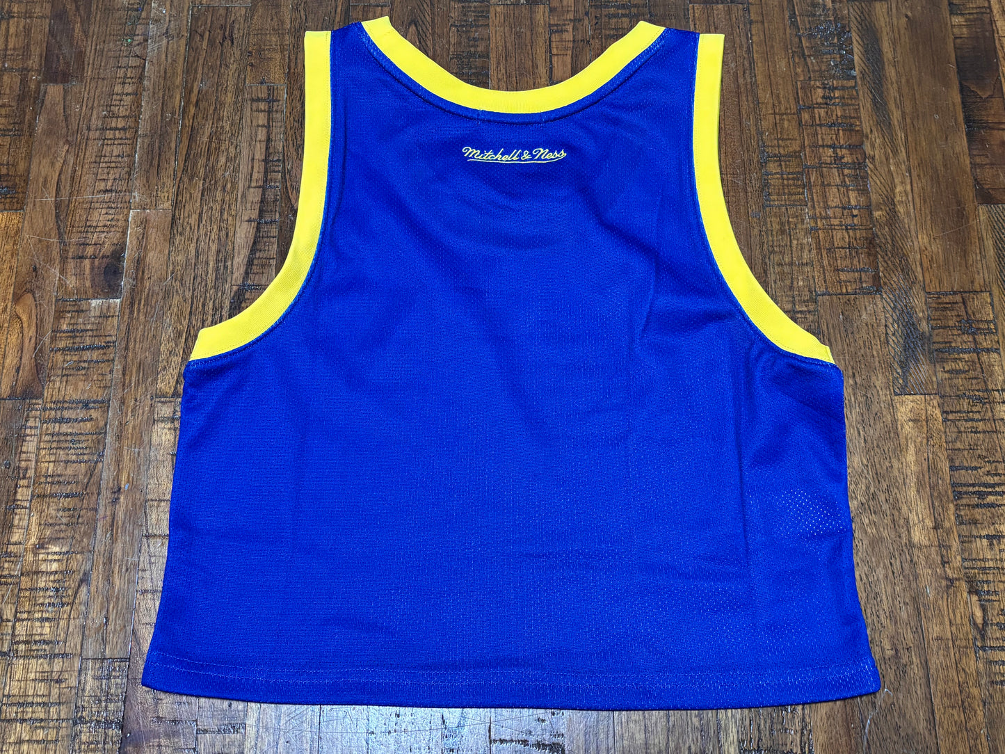 Mitchell & Ness Branded Basketball Jersey Short Crop Top Blue Gold Yellow Women’s Medium M New NWOT