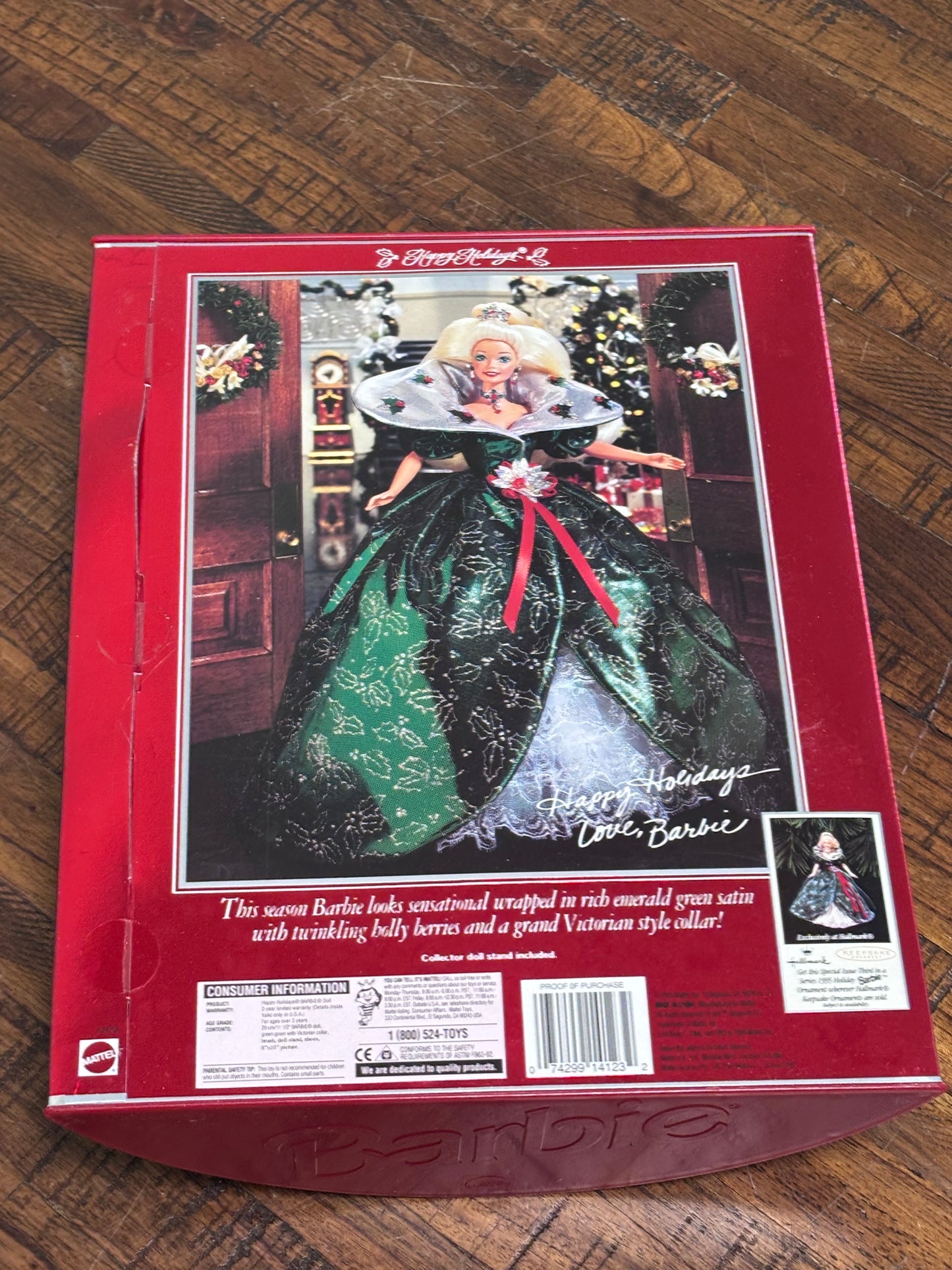 1995 Happy Holidays Barbie Special Edition Emerald Green Dress Mattel #14123