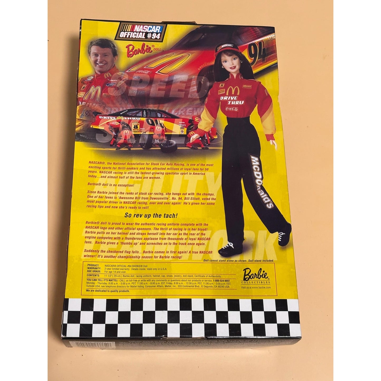 1999 Barbie McDonalds NASCAR Official #94 Bill Elliott Mattel #22954