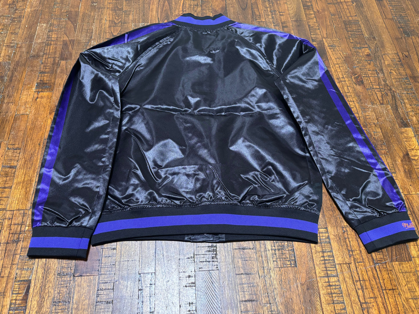 Phoenix Suns Mitchell & Ness NBA Retro Hardwood Classic HWC Full Snap Lightweight Bomber Jacket Black Purple Women’s M Medium New NWOT