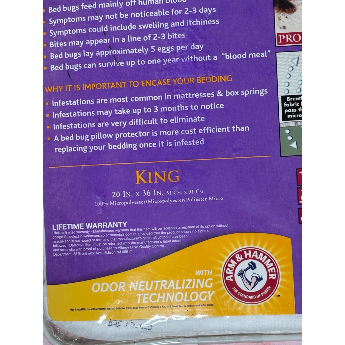 NEW Arm & Hammer Allergy Luxe Mattress Protector Waterproof Hypo Allergenic King