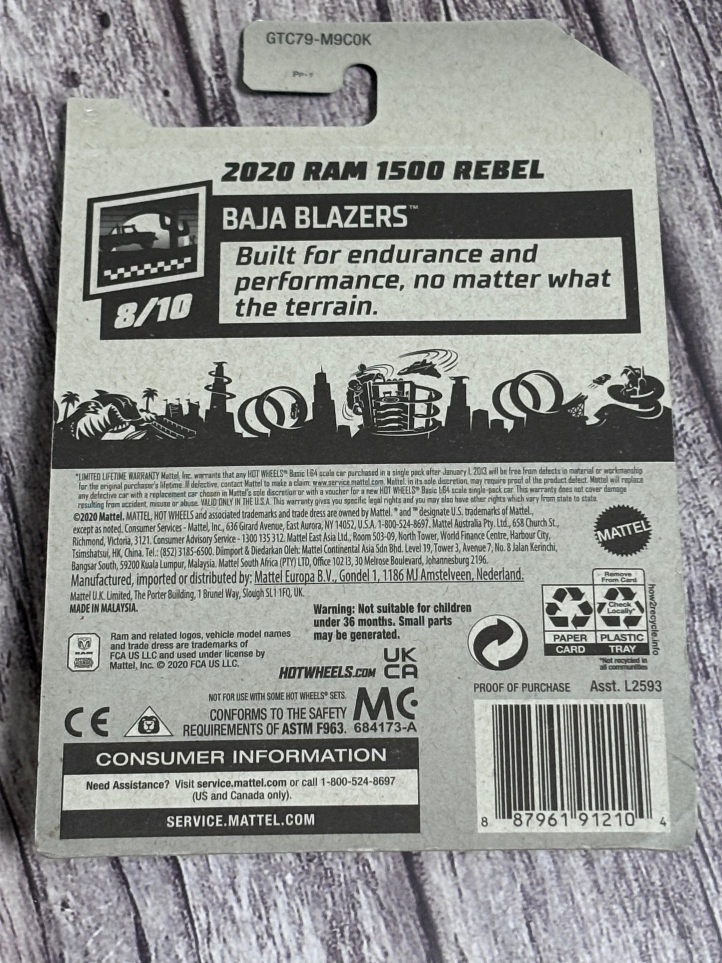 Hot Wheels 2021 M/L #101/250 20' RAM Rebel 1500 8/10 Baja Blazers Green