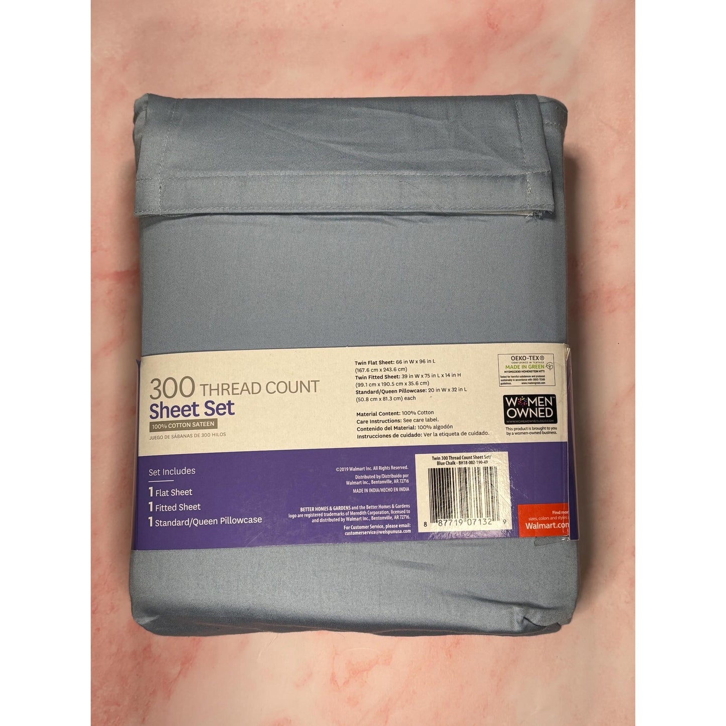 New Better Homes & Garden 300 Thread Count Twin Sheet Set 100 Cotton Sateen