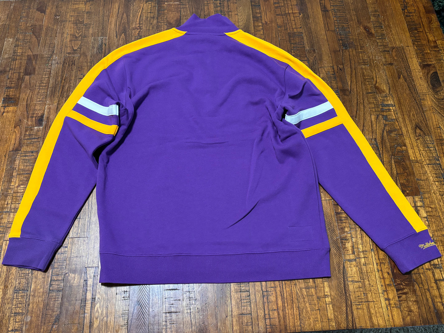 Utah Jazz Mitchell & Ness NBA Retro Hardwood Classic HWC 1/4 Quarter Zipper Pullover Sweat Shirt Purple Gold Mens Large L New NWOT