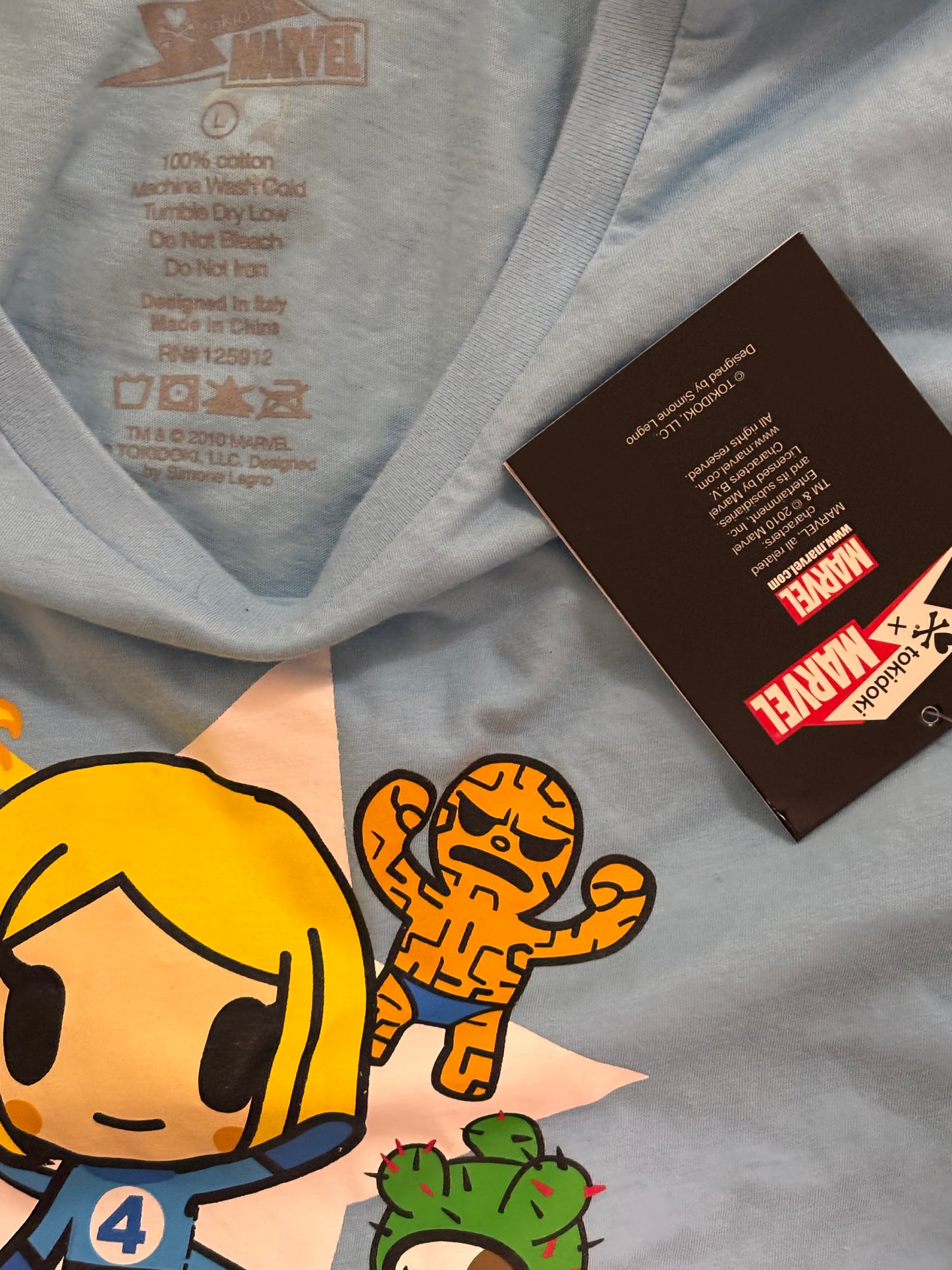 TokiDoki X Marvel Avengers 2012 Women’s Youth Marvel Pop Tee T Shirt Baby Blue Anime New NWT Large L