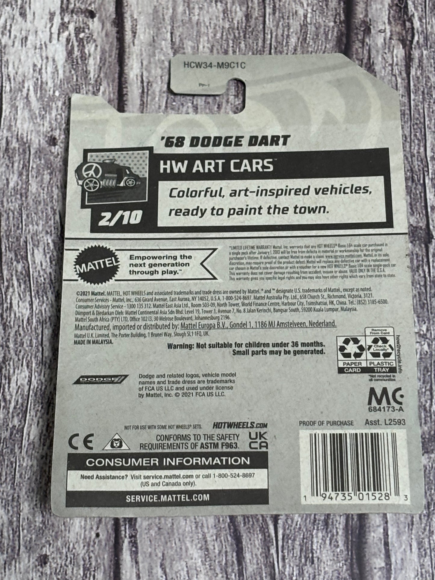 Hot Wheels Dodge Dart HW Art Cars 1:64 Diecast Car White Blue Red Yellow 2021