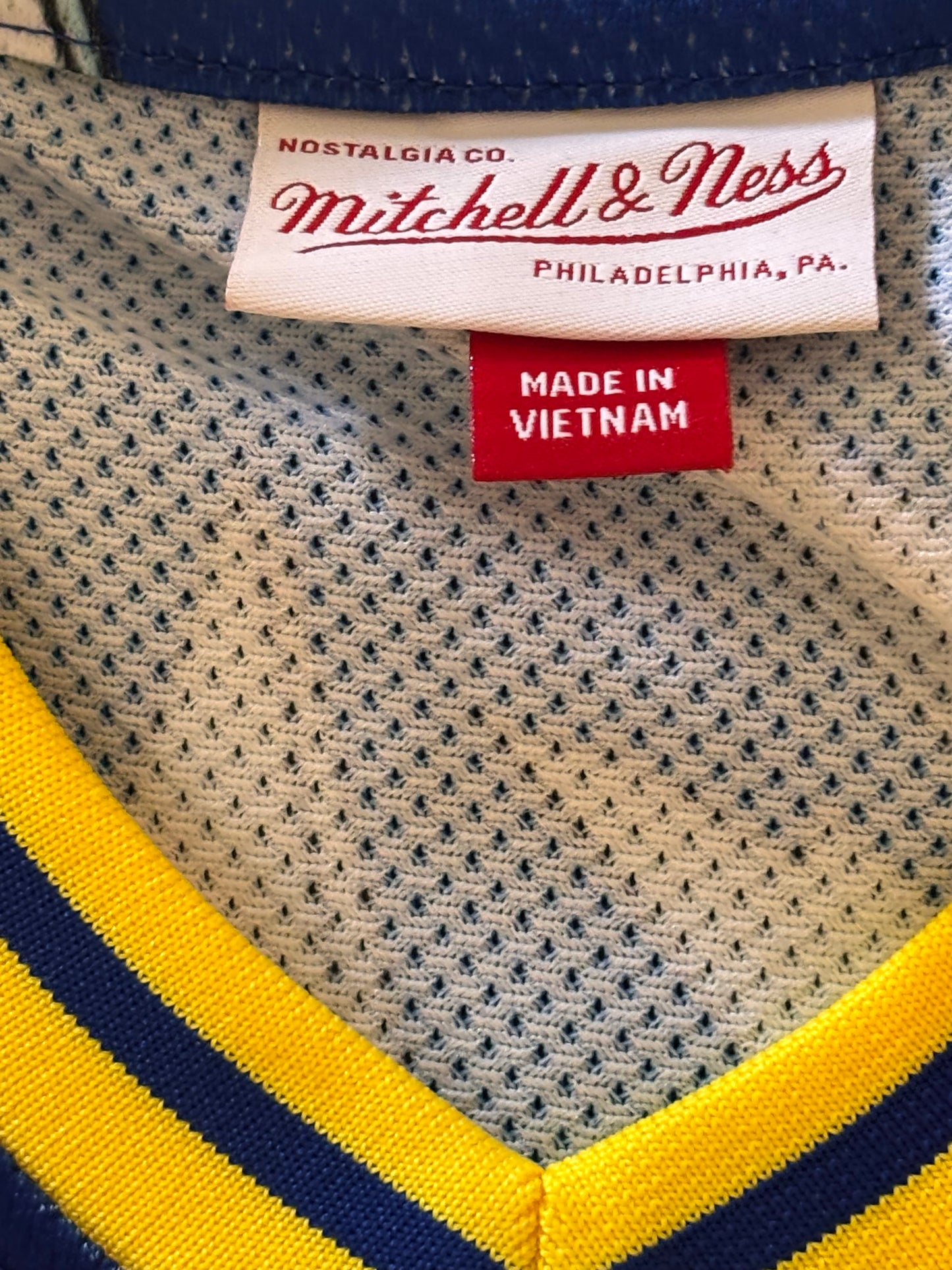 Denver Nuggets Mitchell & Ness Retro Blue Big Face Rim Glass Breaking Hardwood Classic Shirt Mens Medium M New NWOT