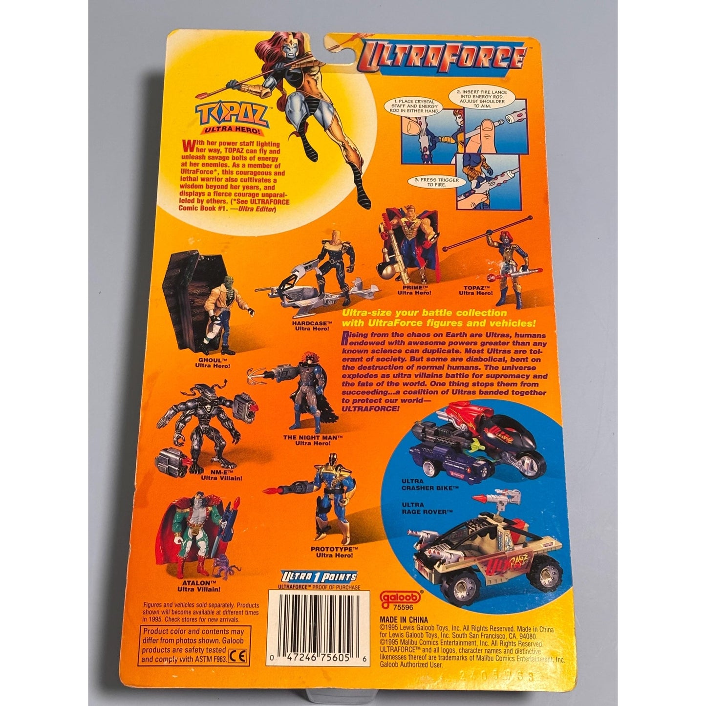 1995 Galoob Malibu Comics UltraForce #8 Topaz Ultra Hero Action Figure Sealed