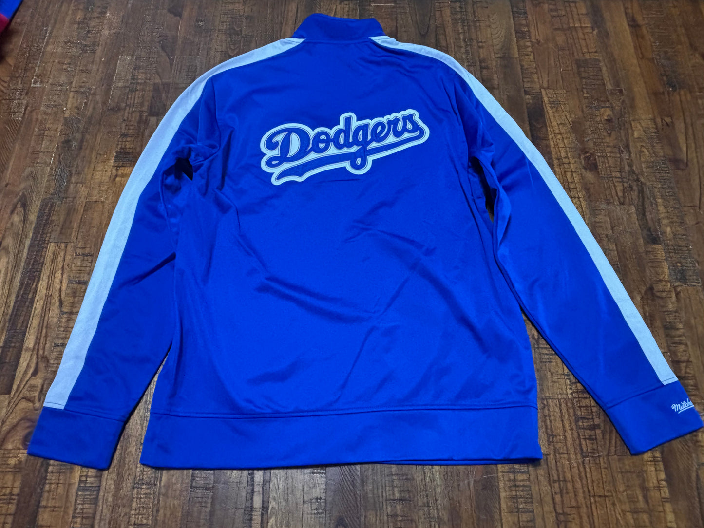 Los Angeles LA Dodgers Mitchell & Ness MLB Baseball Flashback Full-Zip Track Jacket Long Sleeve Shirt Sweater Royal Blue White Mens Large L New NWOT