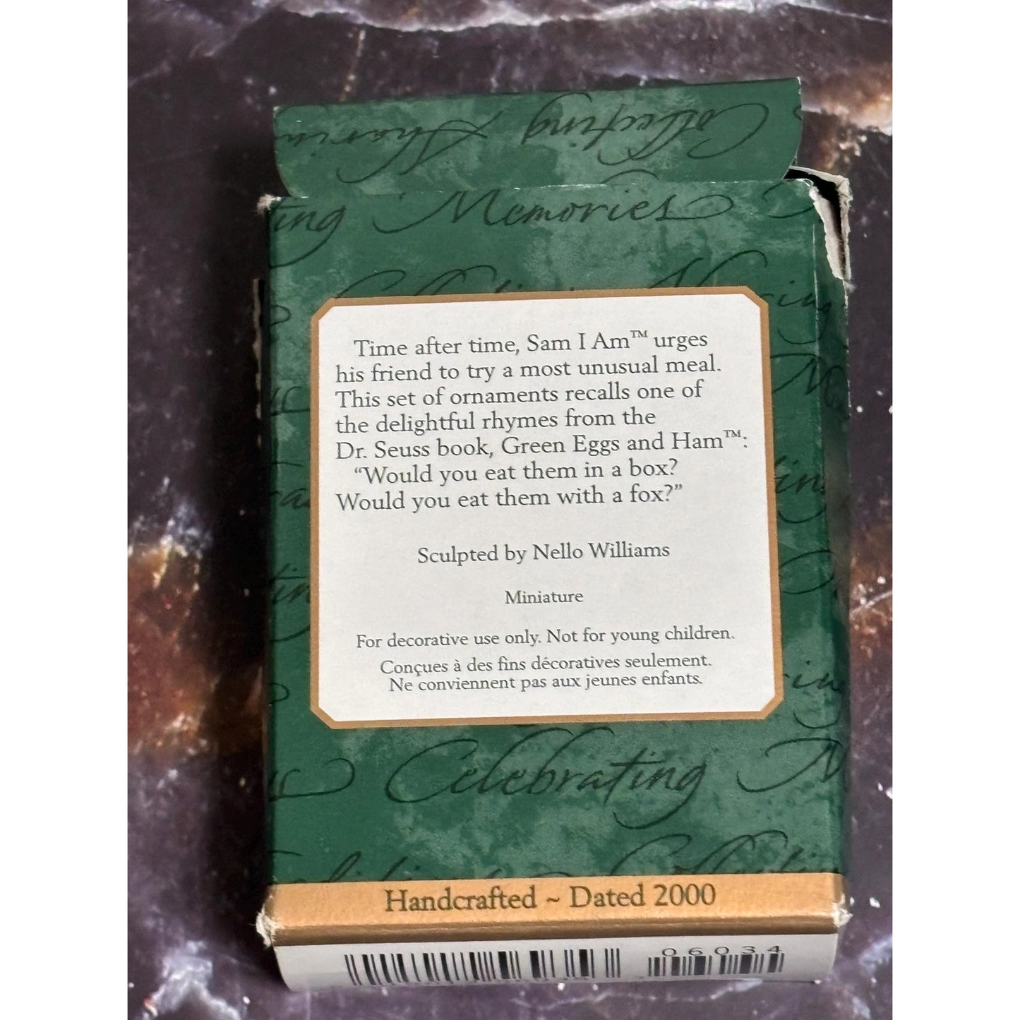 2000 Hallmark Keepsake Dr Seuss Green Eggs & Ham Miniature 3 Piece Ornament Set