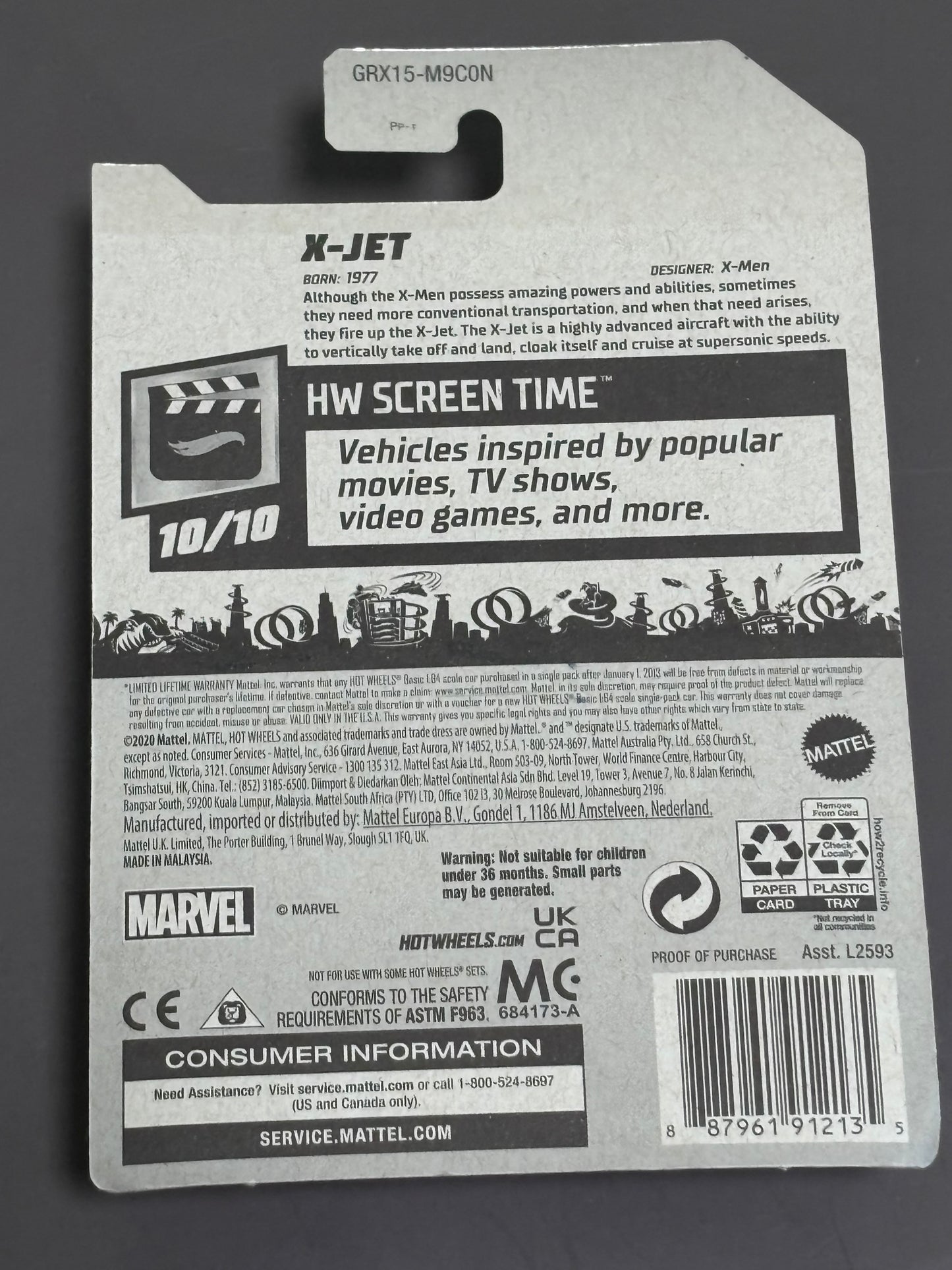 2021 Hot Wheels X-JET Marvel X-Men 10/10 HW Screen Time 221/250 Diecast New Blue