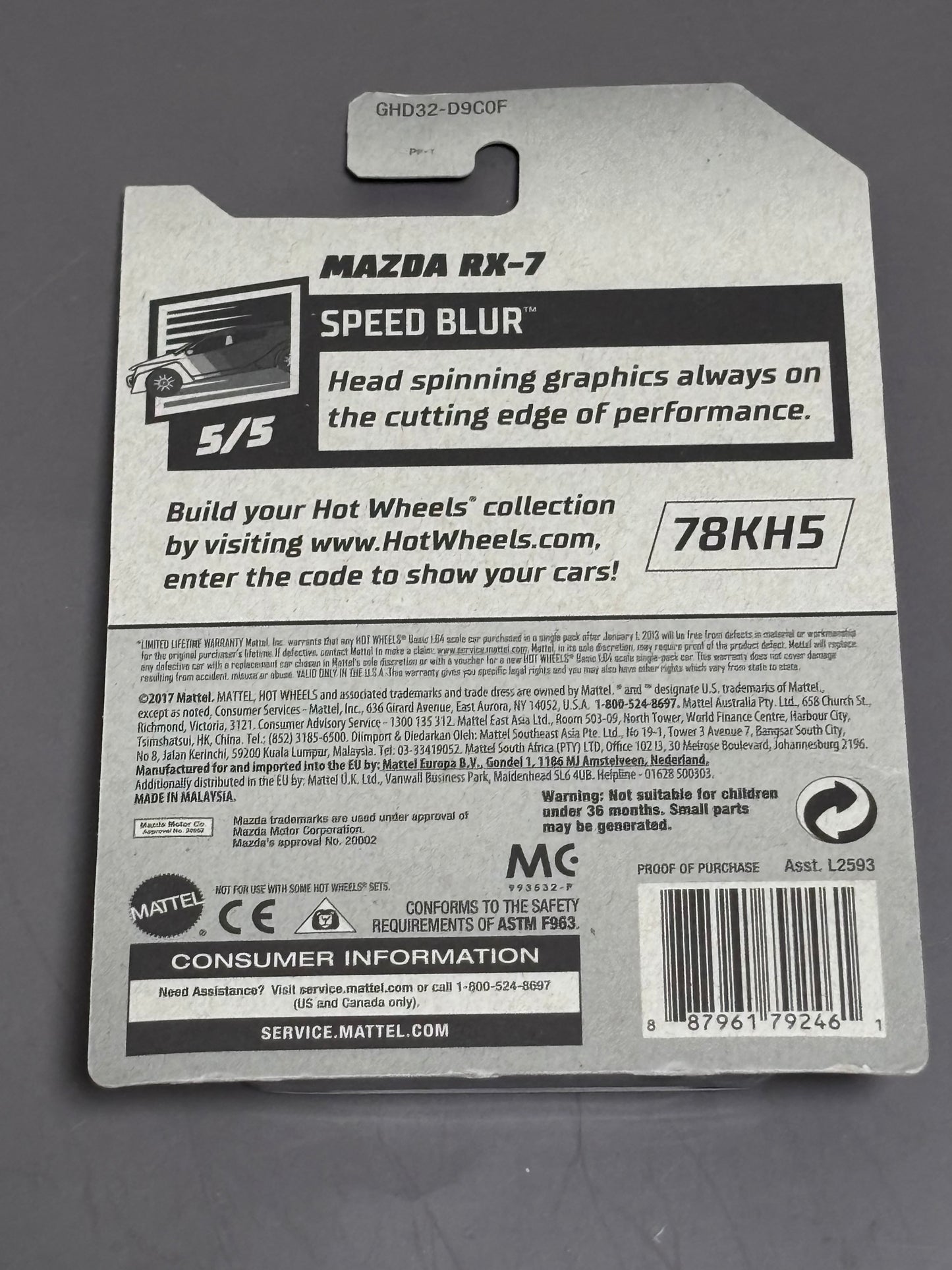 Hot Wheels 2020 Mazda RX-7 Orange Speed Blur Diecast Car #130 New