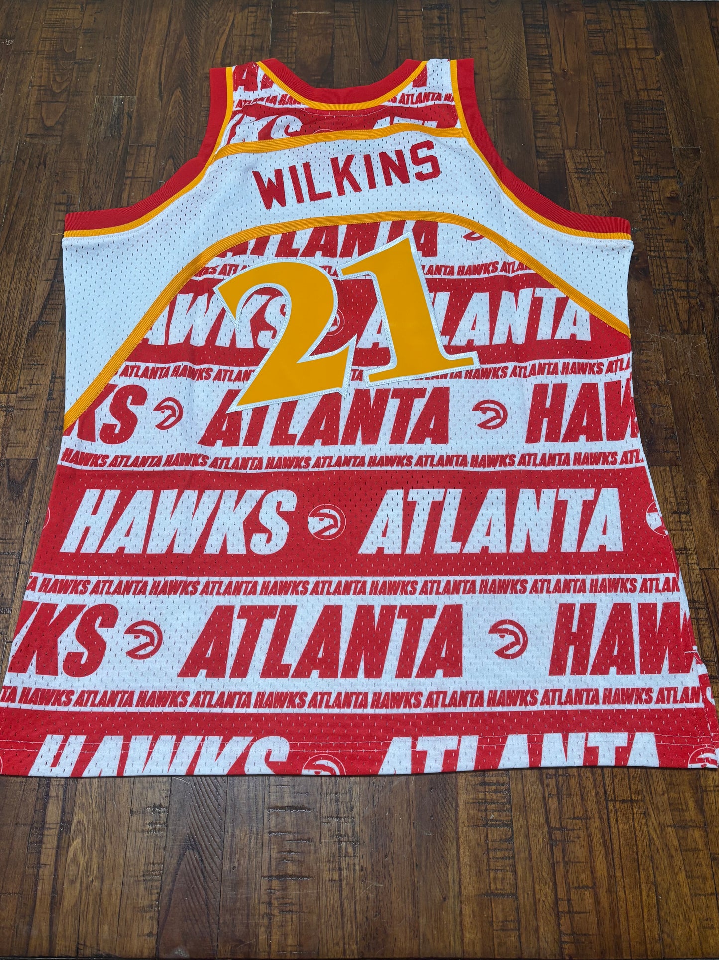 Dominque Wilkins Atlanta Hawks Mitchell & Ness Hardwood Classic HWC NBA Retro Swingman 1986-87 Team Wrap Red White Jersey Men’s Large L New NWOT