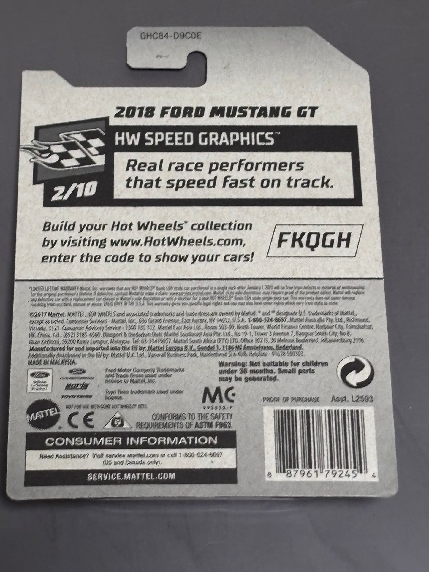 Hot Wheels 2018 Ford Mustang GT HW Speed Graphics #2/10 Die-Cast 1:64 Scale New
