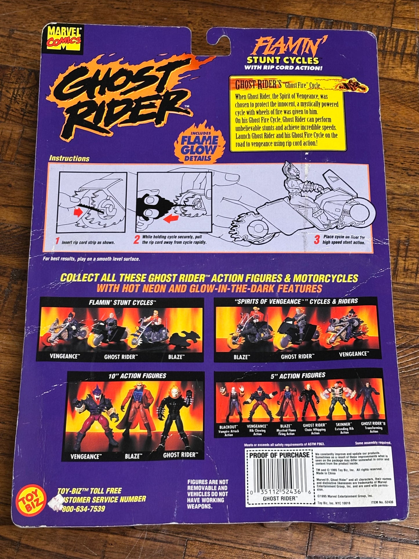 ToyBiz Marvel Comics Ghost Rider Flamin' Stunt Cycle Ghost Fire 1995 Action Figure New