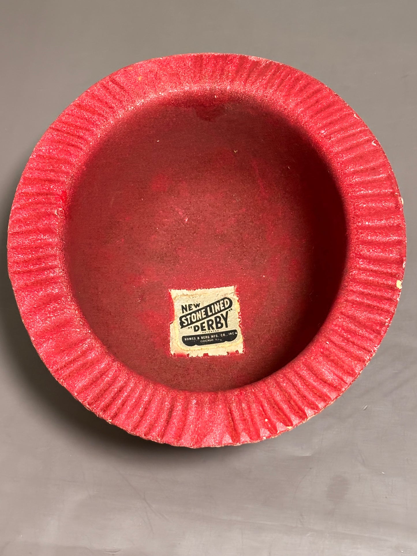 Vtg Humes & Berg Stonelined Derby Trombone Bowler Hat Mute White Red