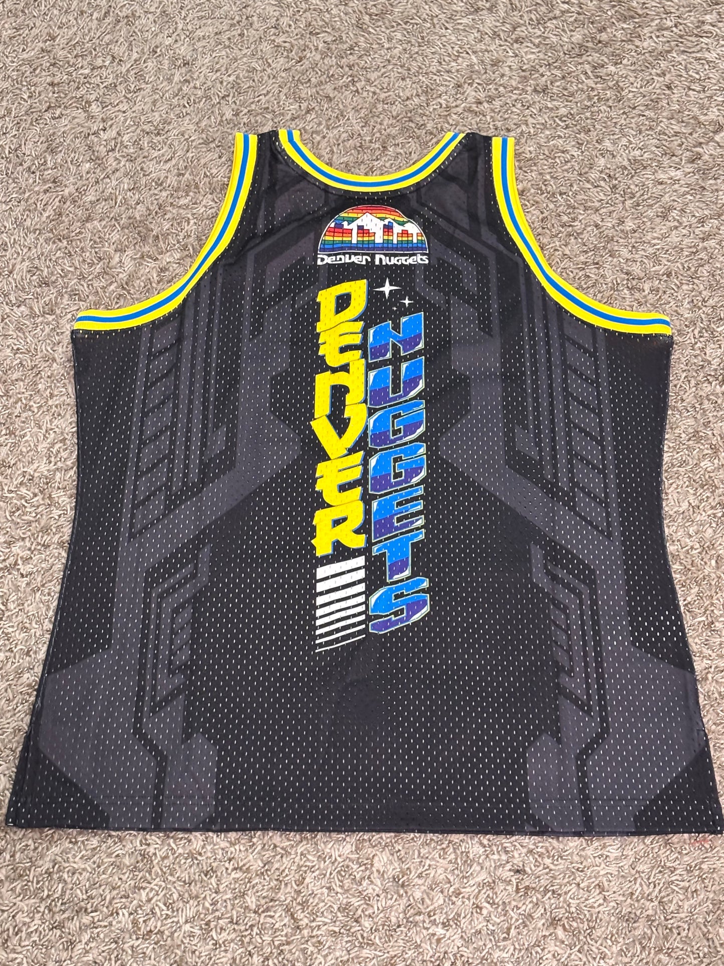 Denver Nuggets Mitchell & Ness NBA HWC Hardwood Classic Black Jersey Anime Character Art Mens Large L NWOT New