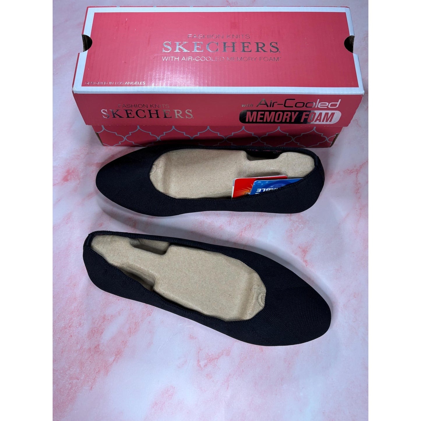 Sketchers Woman’s Cleo Bewitch Ballet Flat Black Size 6 Wide Vegan 48885W Black