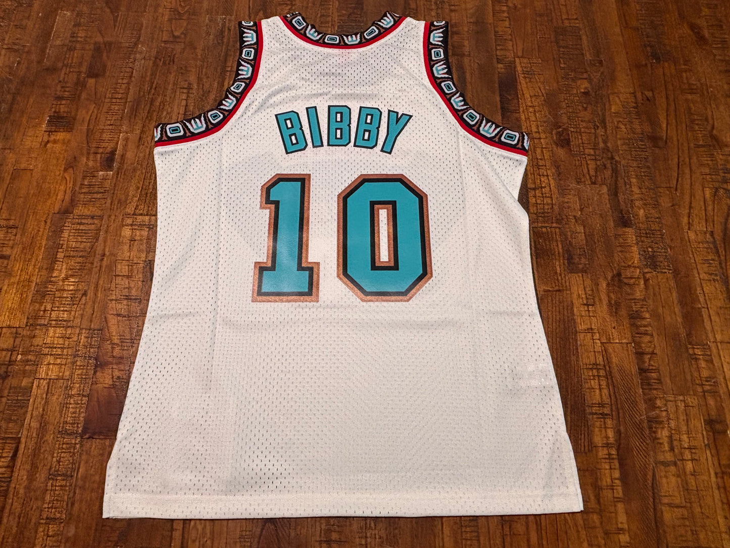 Mike Bibby Vancouver Memphis Grizzlies #10 Mitchell & Ness NBA Retro Hardwood Classic HWC Swingman Big Face Team Logo 1998-99 White Green Jersey Men’s Large L New NWOT