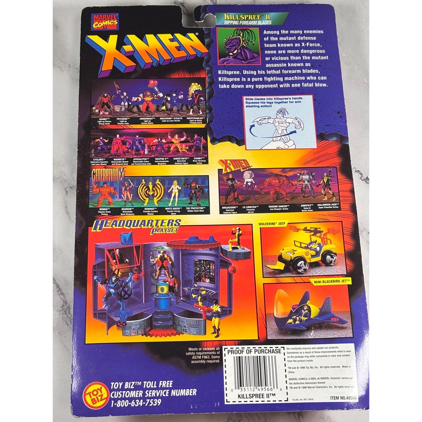 X-Men X-Force Killspree ll 5" Ripping Forearm Blades #8 New 1996 Action Figure