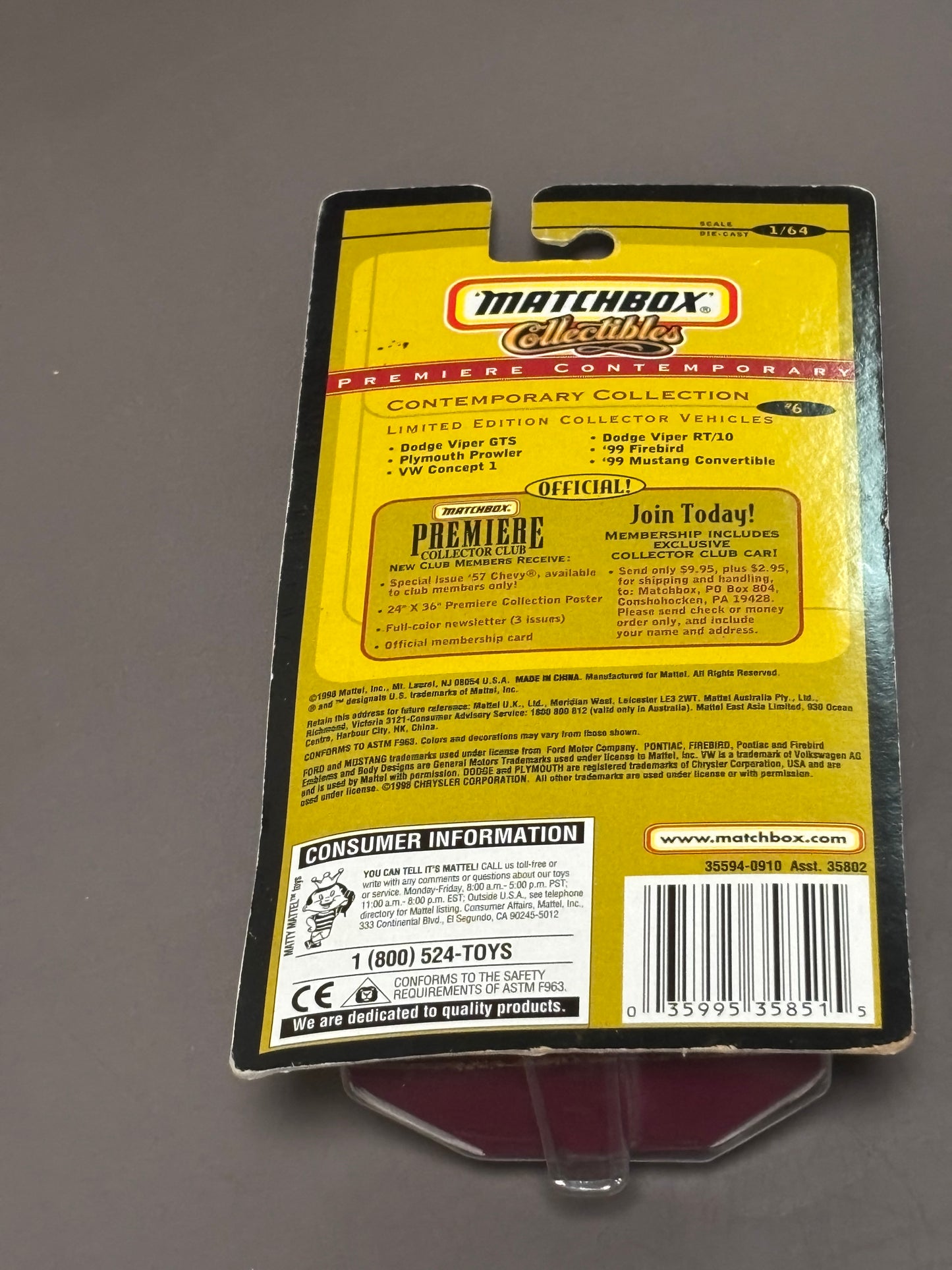 Matchbox ‘99 Mustang Convertible Premiere Contemporary Collection 1:64 Die-Cast