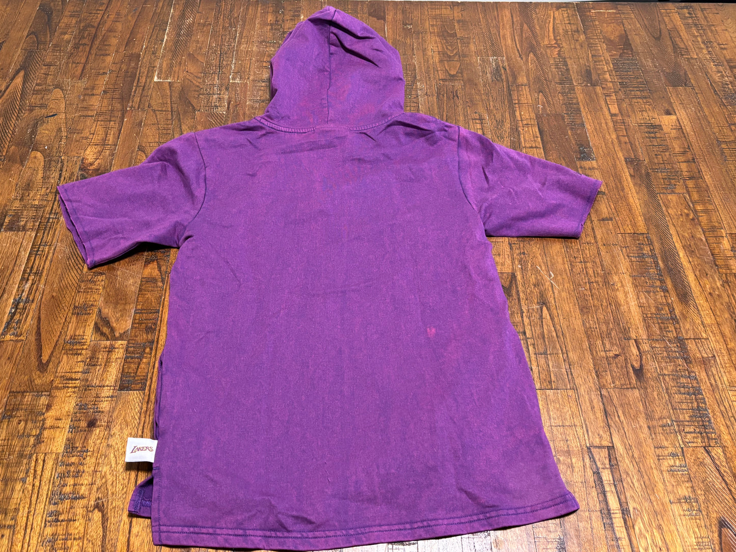Los Angeles LA Lakers Mitchell & Ness NBA Retro Game Day Short Sleeve French Terry Hoodie Purple Youth Kids Medium M 10-12 New NWOT