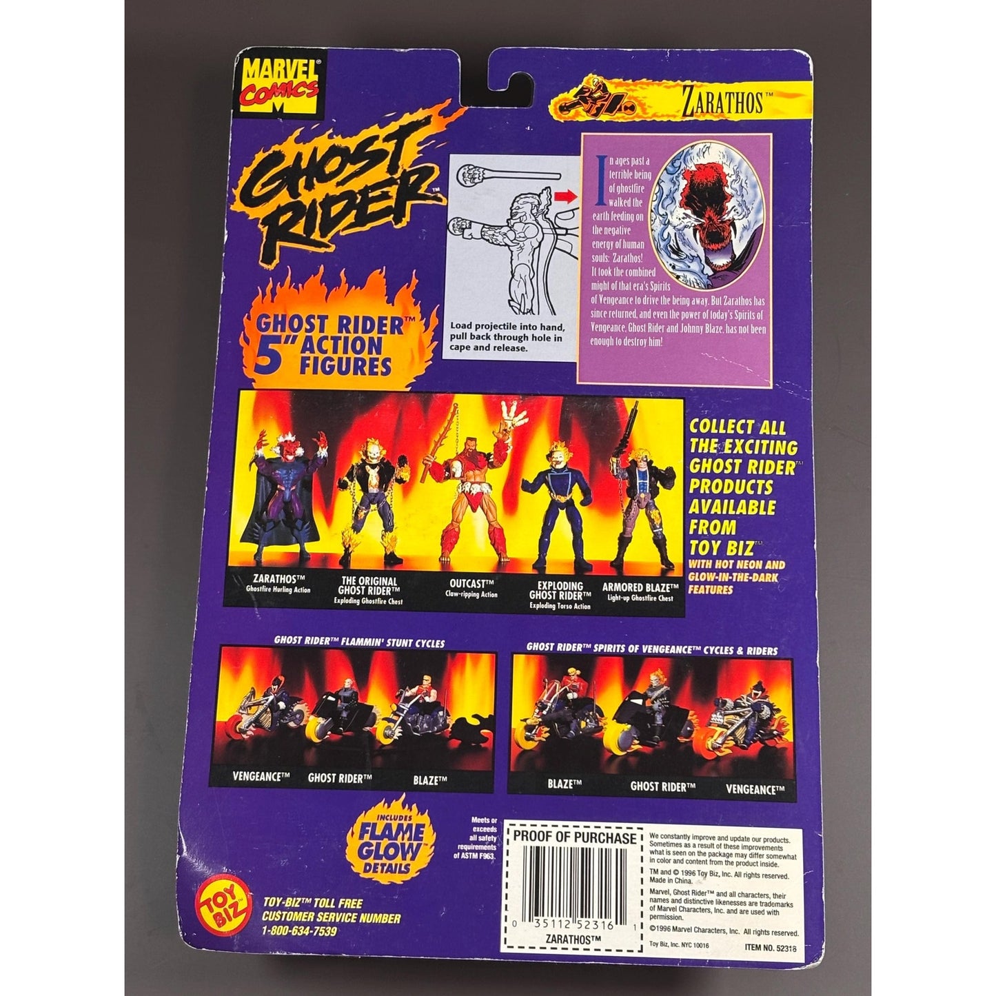 Vintage Ghost Rider Action Figure Zarathos Ghostfire Toybiz Marvel 1996 New