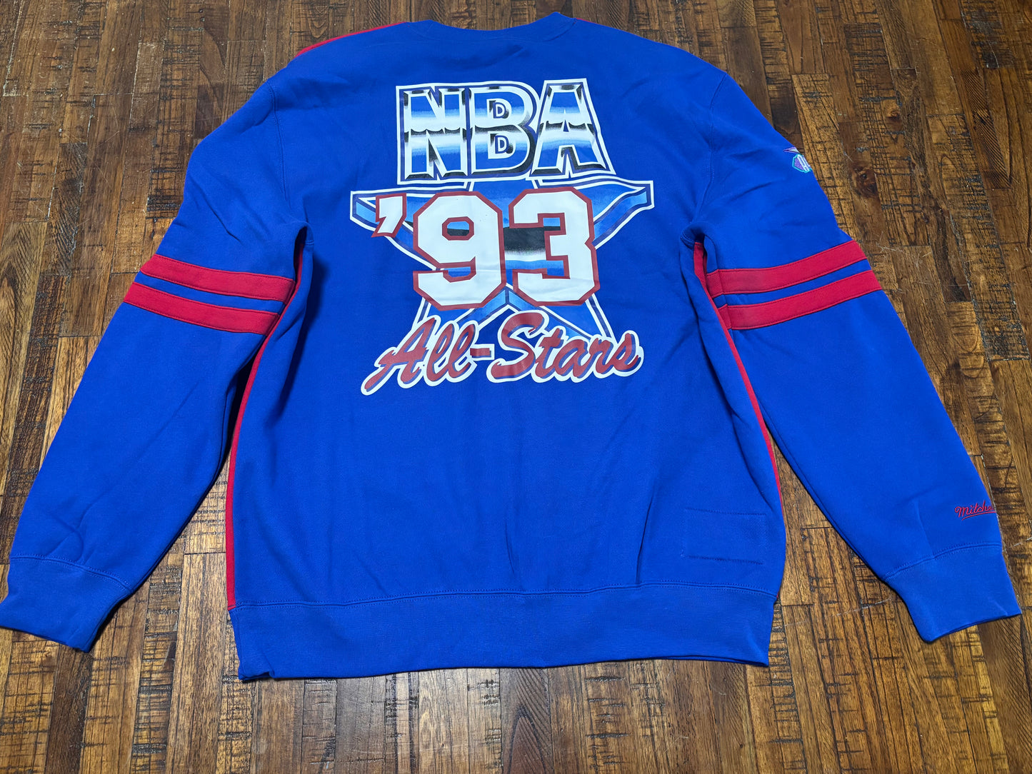Mitchell & Ness NBA Retro Hardwood Classic HWC 1993 All Star Game Star Utah Long Sleeve Sweat Shirt Sweater Red Blue Men’s Large L New NWOT