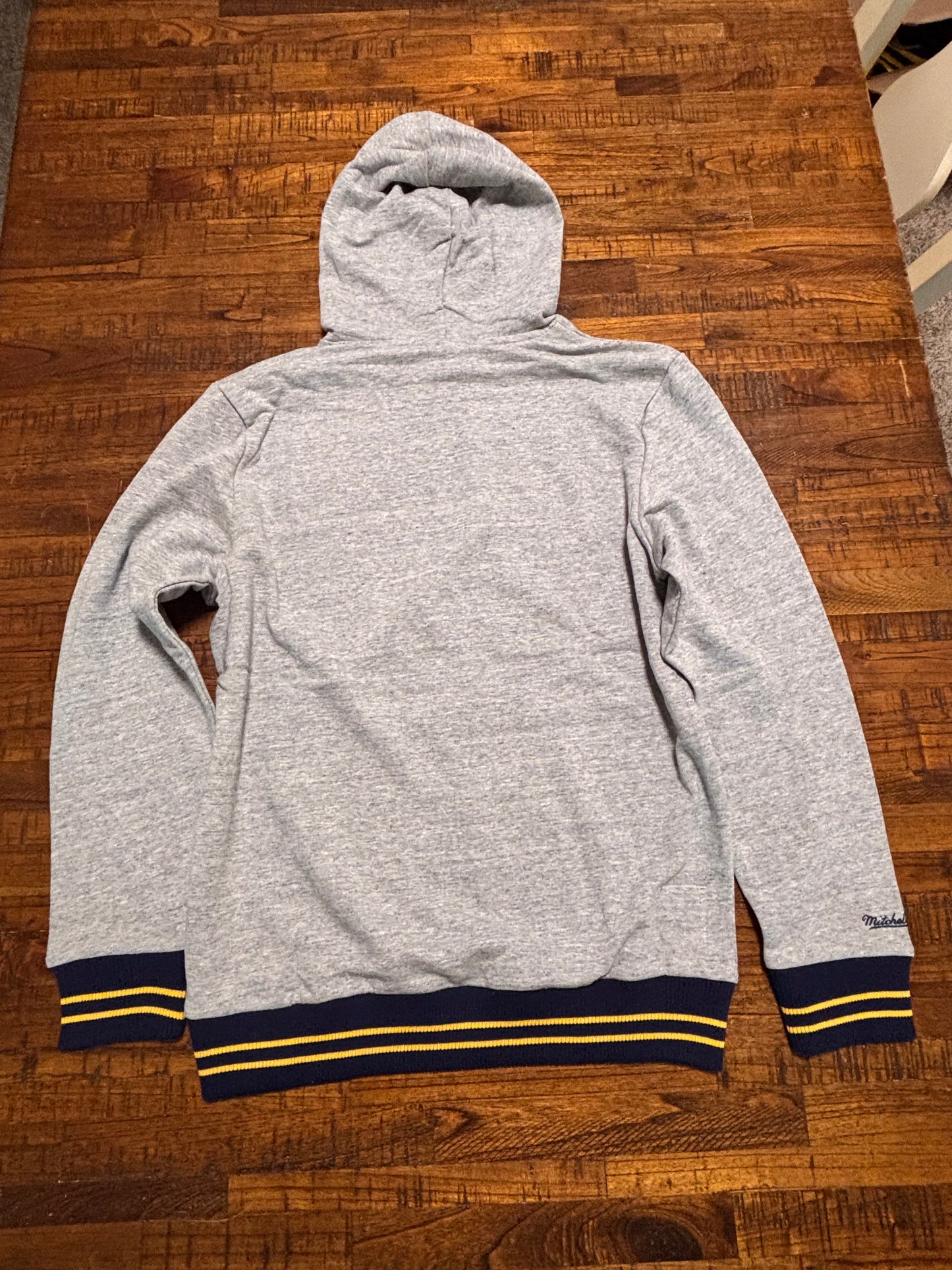 Michigan State Wolverines Mitchell & Ness College Vault Collegiate Football NCAA Logo Gray Long Sleeve Sweat Shirt Pullover Hoodie Hooded Men’s Large L NWOT New