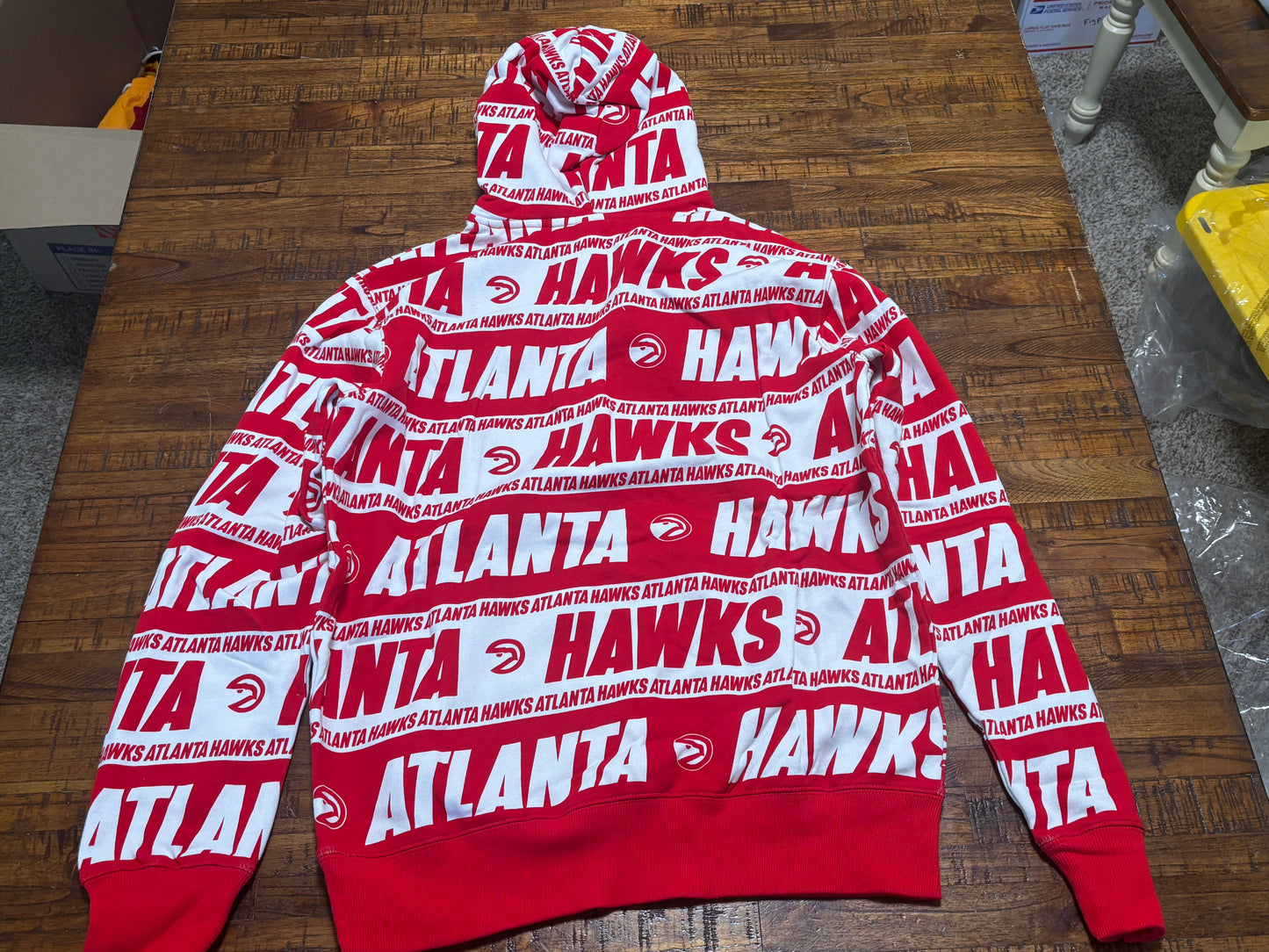 Atlanta Hawks Mitchell & Ness Hardwood Classic HWC NBA Retro Team Wrap Pullover Hoodie Hooded Sweat Shirt Red White Men’s Large L New NWT