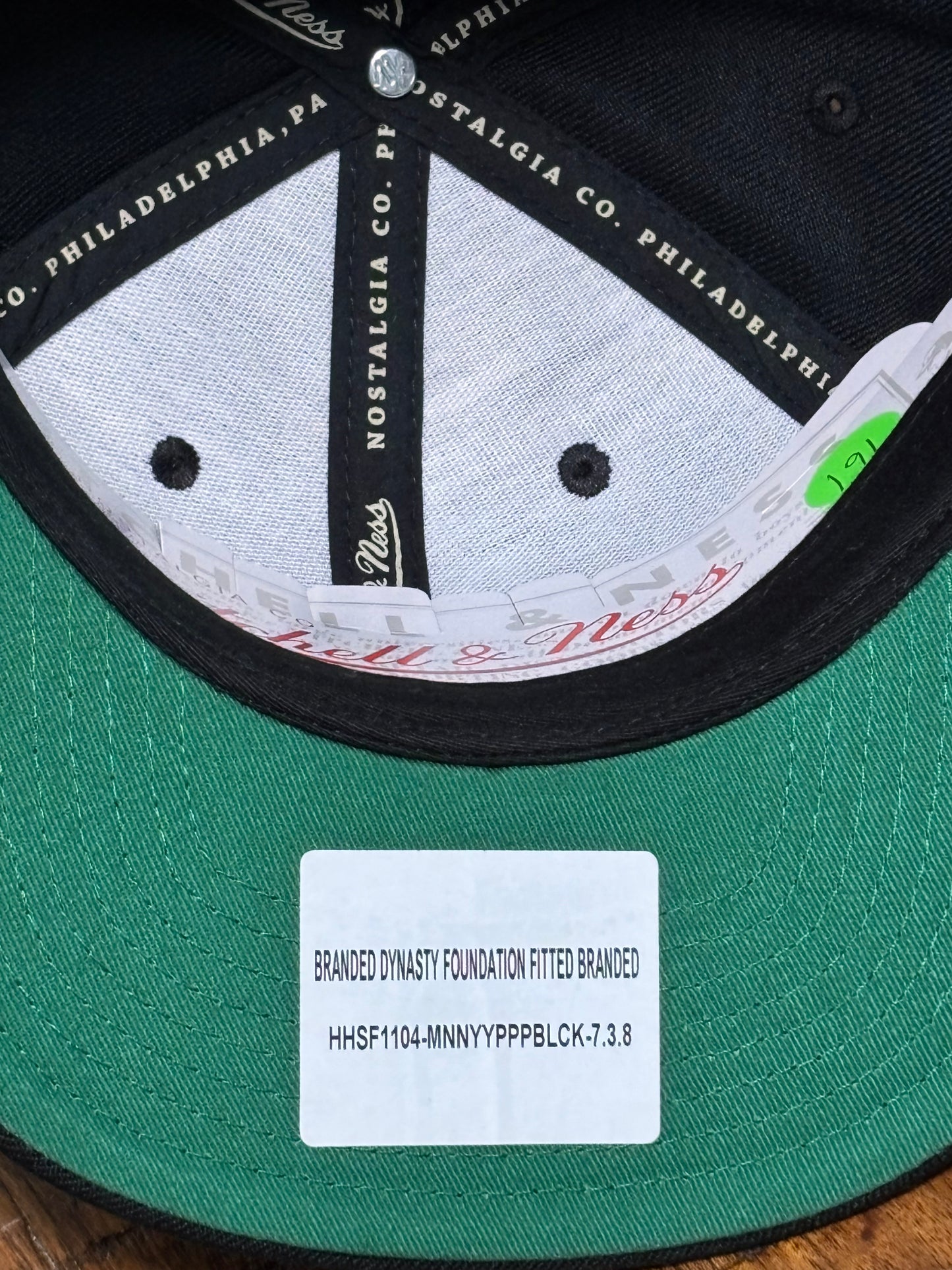 Mitchell & Ness Branded Vintage Dynasty Foundation Script Fitted Hat Cap Black White New 7 3/8