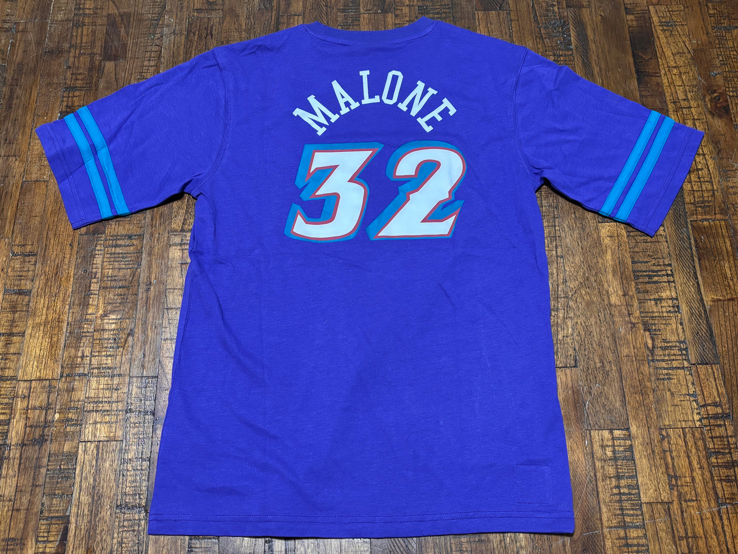 Karl Malone Utah Jazz Mitchell & Ness NBA Retro Hardwood Classic HWC #32 Jersey Warmup Pullover Short Sleeve Shirt Youth Kids Teal Turquoise Medium M 10-12 New NWOT