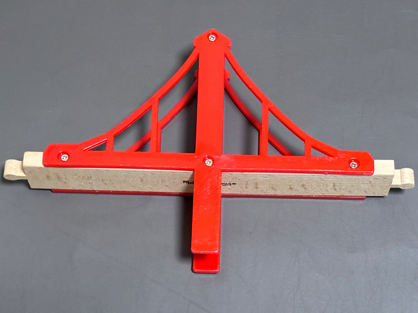 Brio, Thomas, Melissa & Doug Wooden Railway Suspension Bridge Track Piece Red