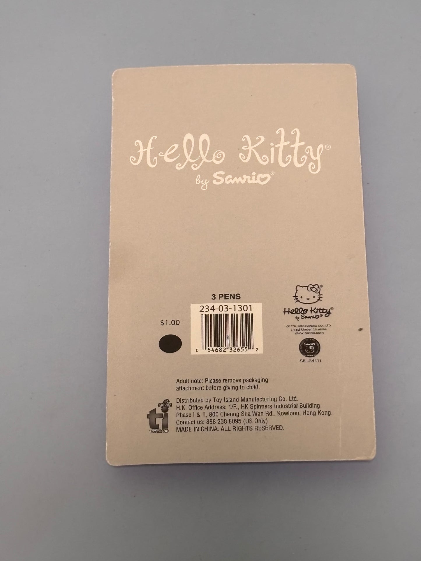 Hello Kitty Mini Gel Pens 3 Pack 2008 Sanrio Toy Island New