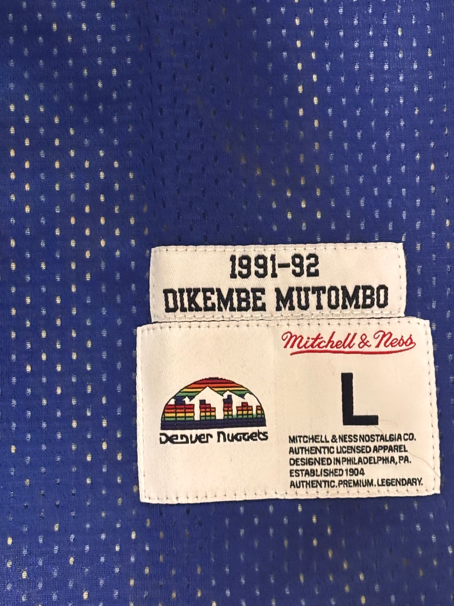 Dikembe Mutombo Denver Nuggets Mitchell & Ness 1991/92 Retro Reversible Jersey Blue Men’s Large L New NWOT