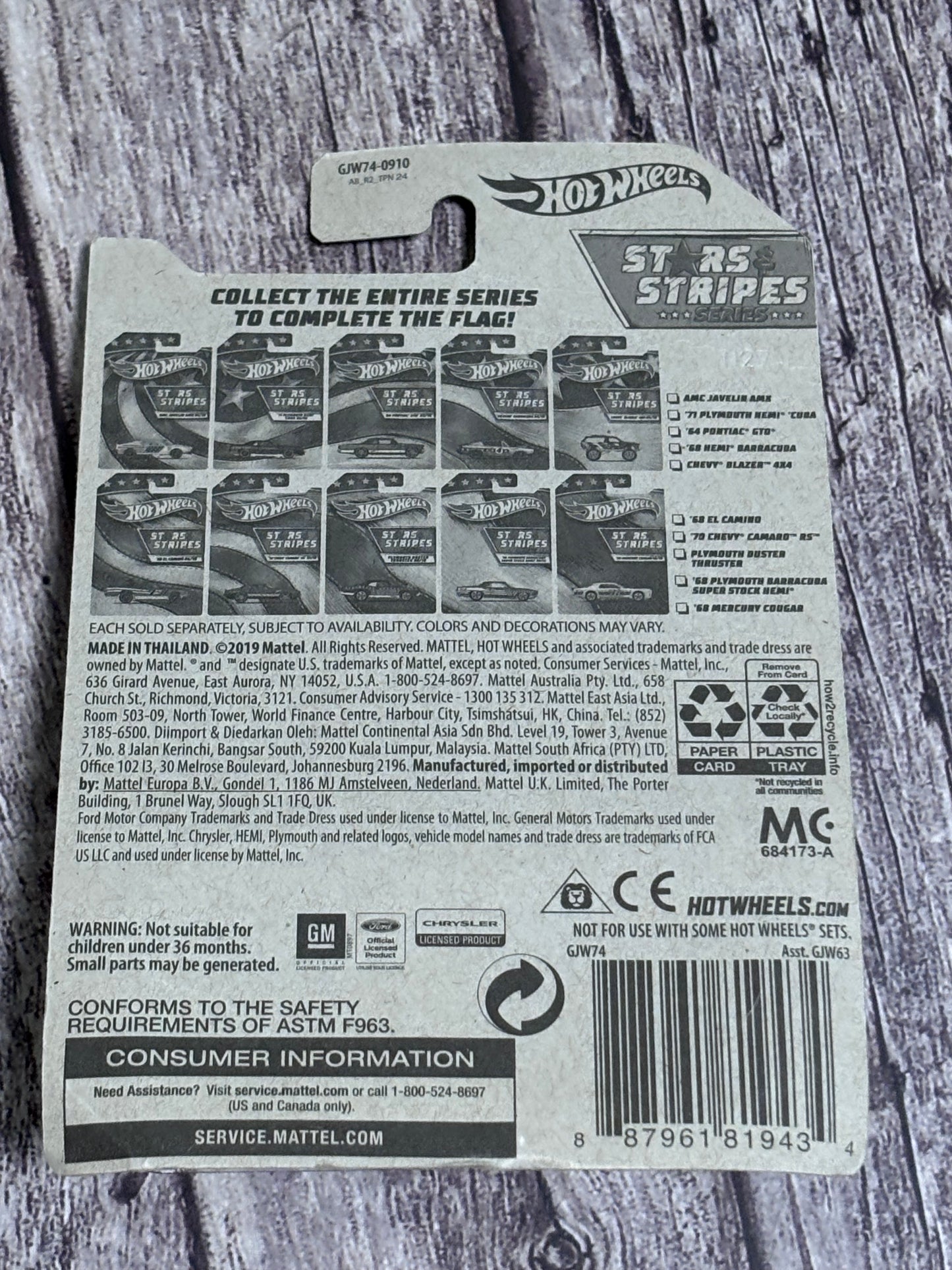 Hot Wheels 2020 Stars & Stripes Series Wal Mart 1968 Mercury Cougar 10/10 White