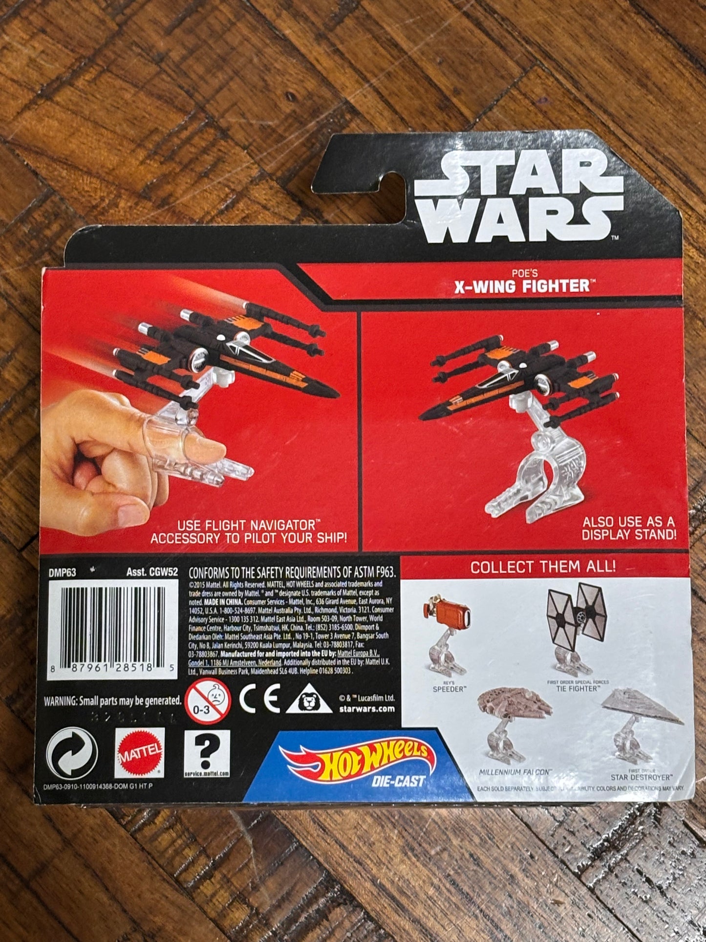 Disney Hot Wheels Mattel Star Wars Force Awakens Poe’s X-Wing Fighter 2015 w/ Flight Navigator Die Cast New